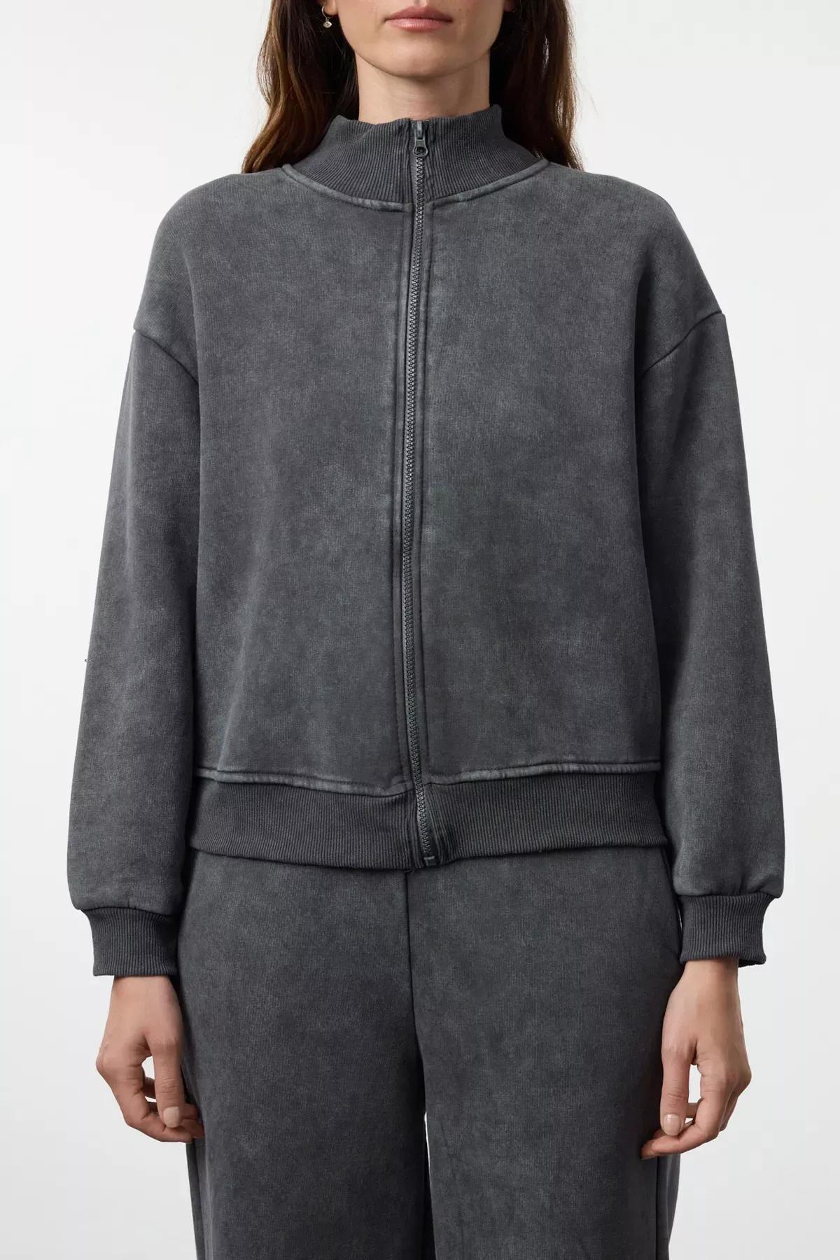 Grey Fleece Tracksuit Set of 2, Anthracite, large image number 2