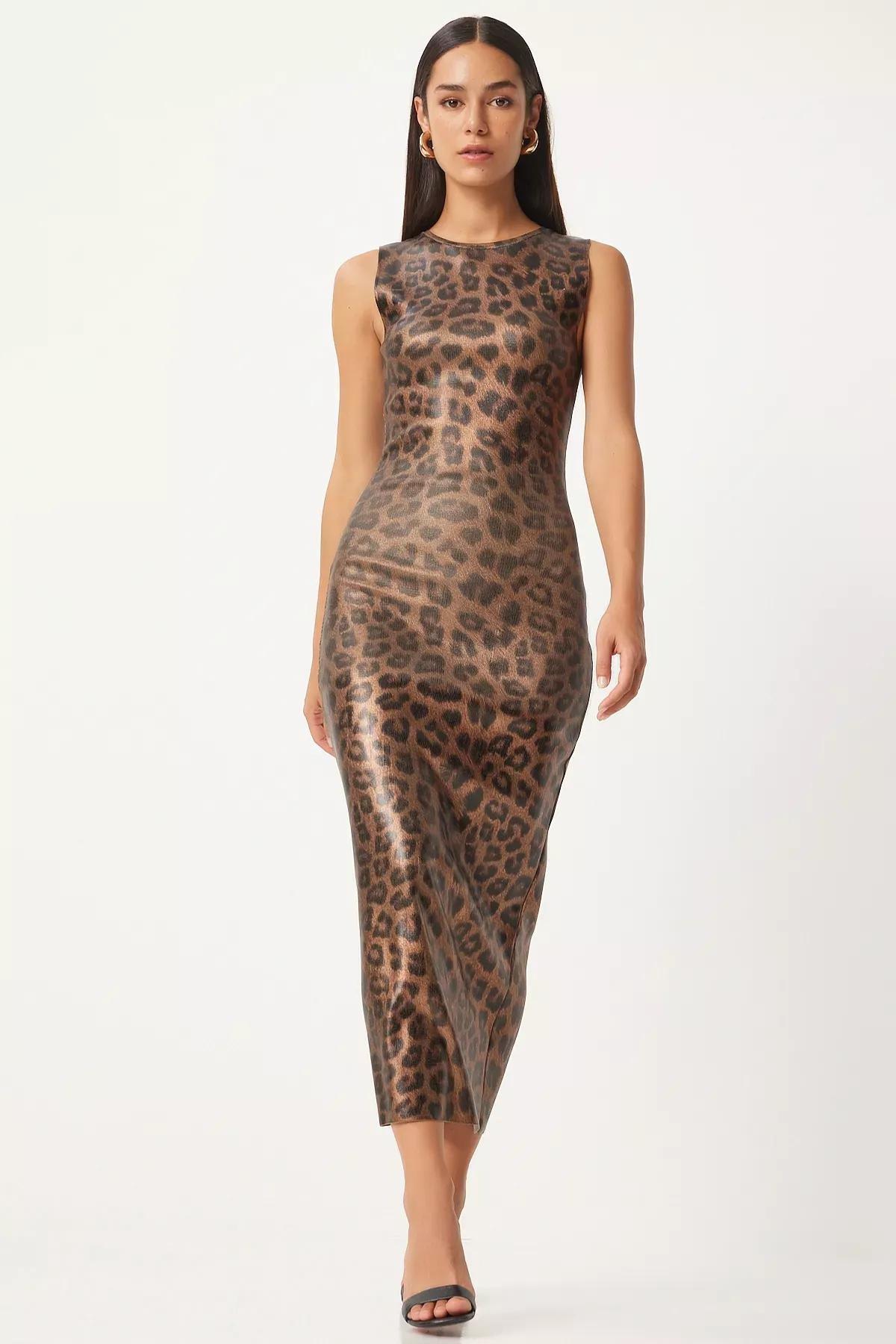 Multicolour Leopard Printed Tight Dress, , large image number 0