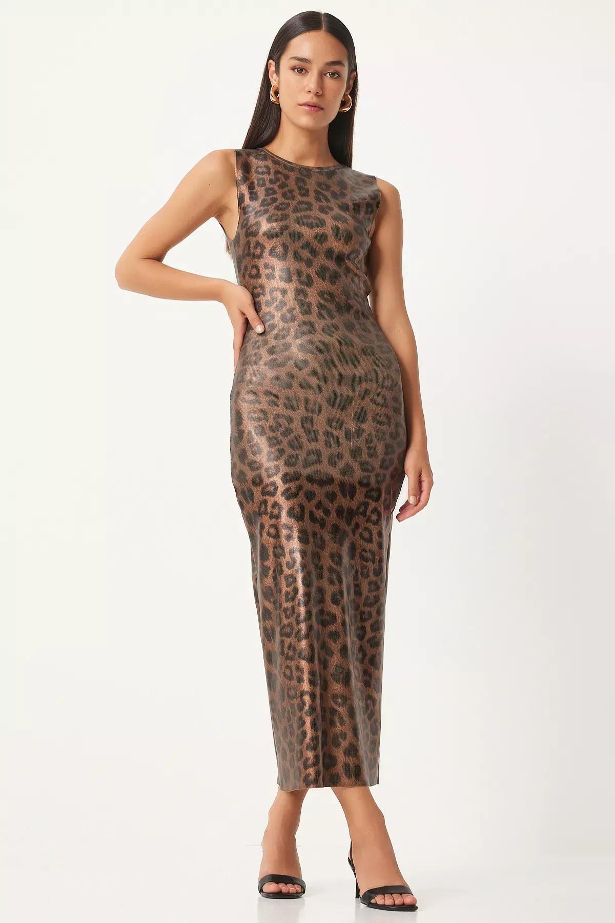Multicolour Leopard Printed Tight Dress, , large image number 1