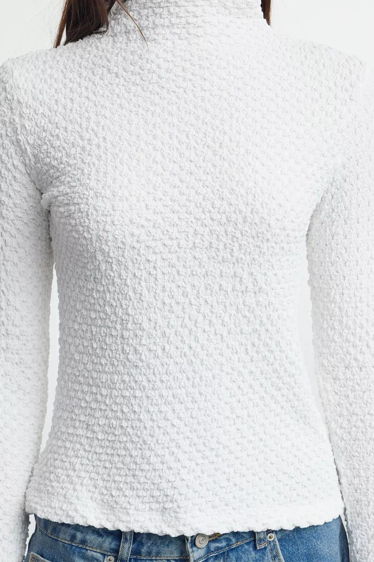White Textured Blouse Regular, White, large image number 2