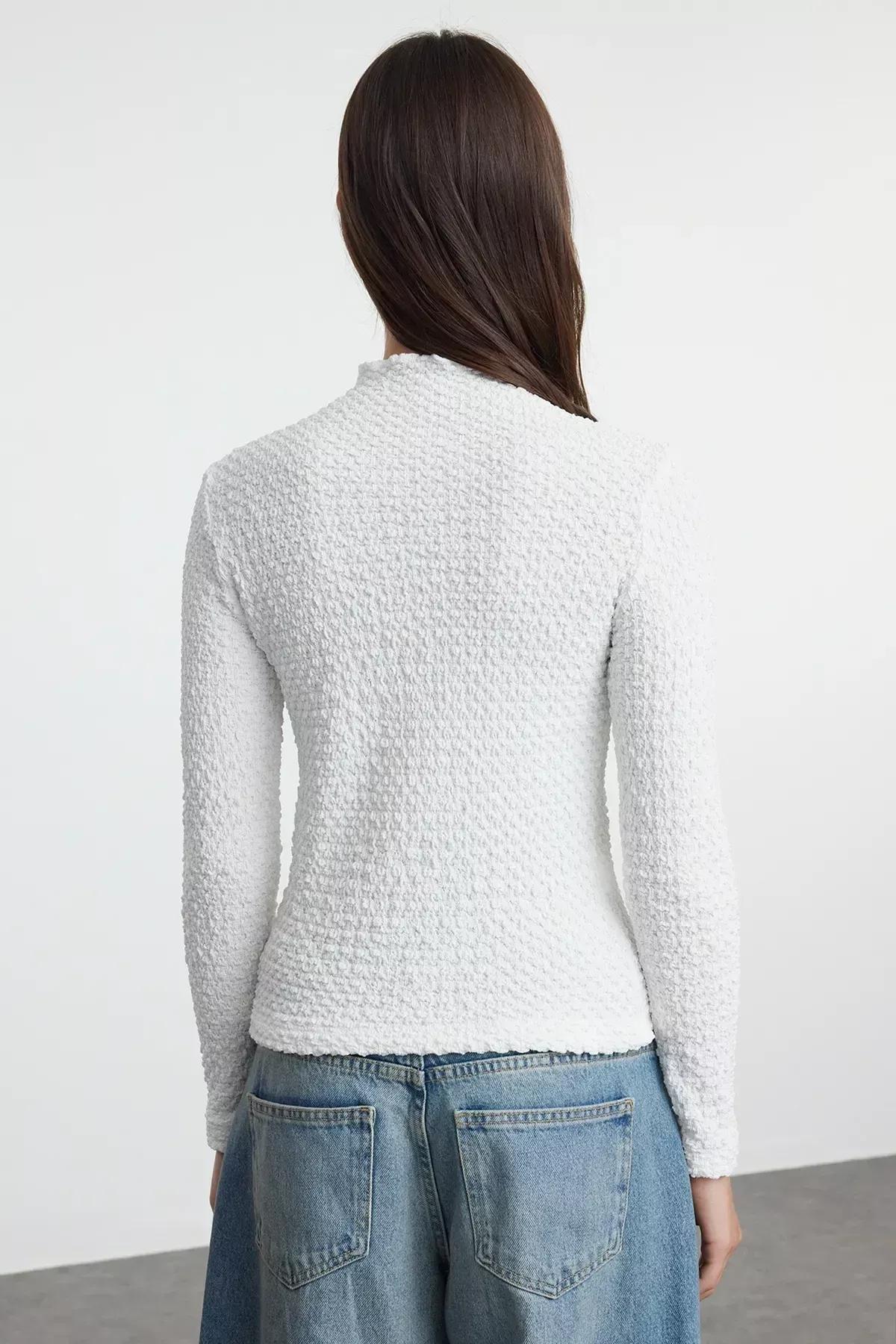 White Textured Blouse Regular, White, large image number 4