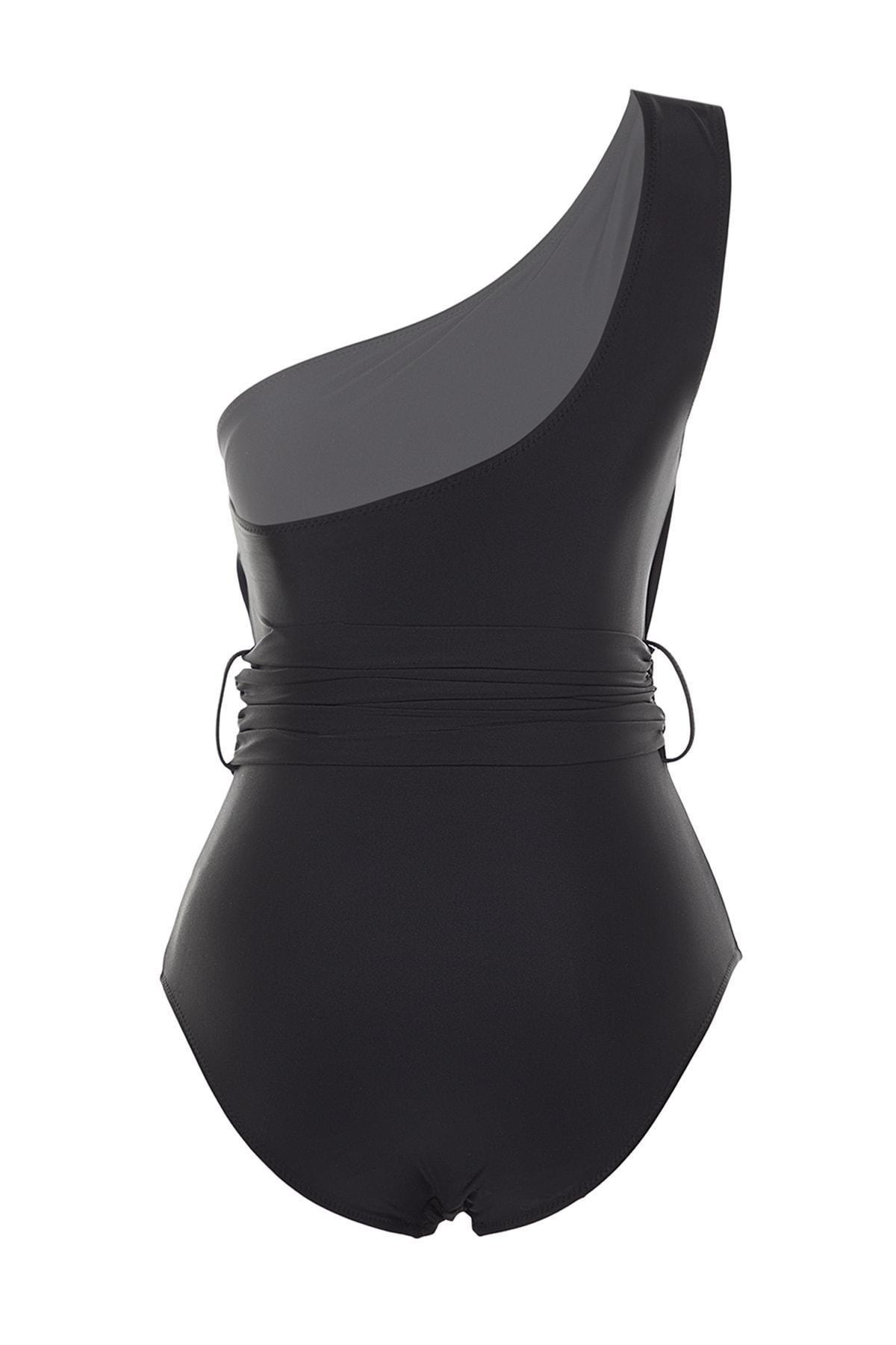Black Plain Swimsuit, Black, large image number 7