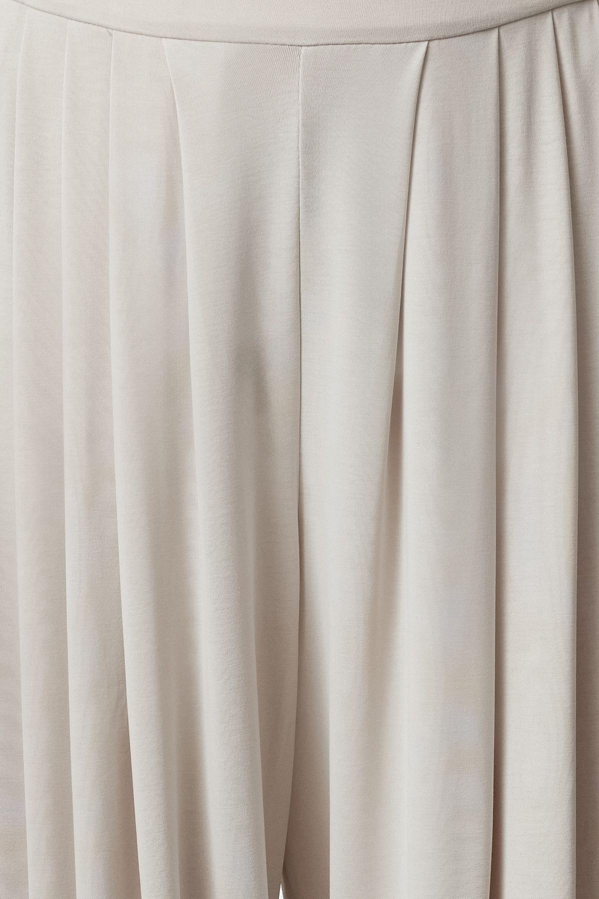 Beige Modal Wide Leg Trousers, , large image number 2