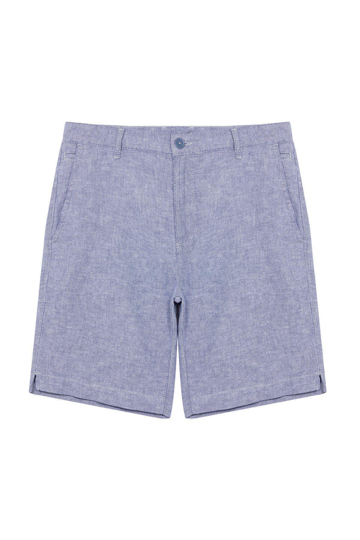 Blue Regular Fit Linen Look Woven Shorts & Bermuda TMNSS24SR00078, , large image number 0