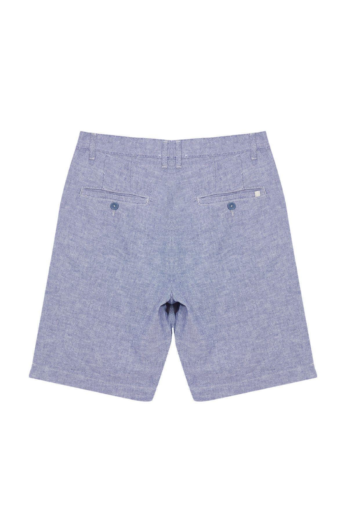 Blue Regular Fit Linen Look Woven Shorts & Bermuda TMNSS24SR00078, , large image number 1