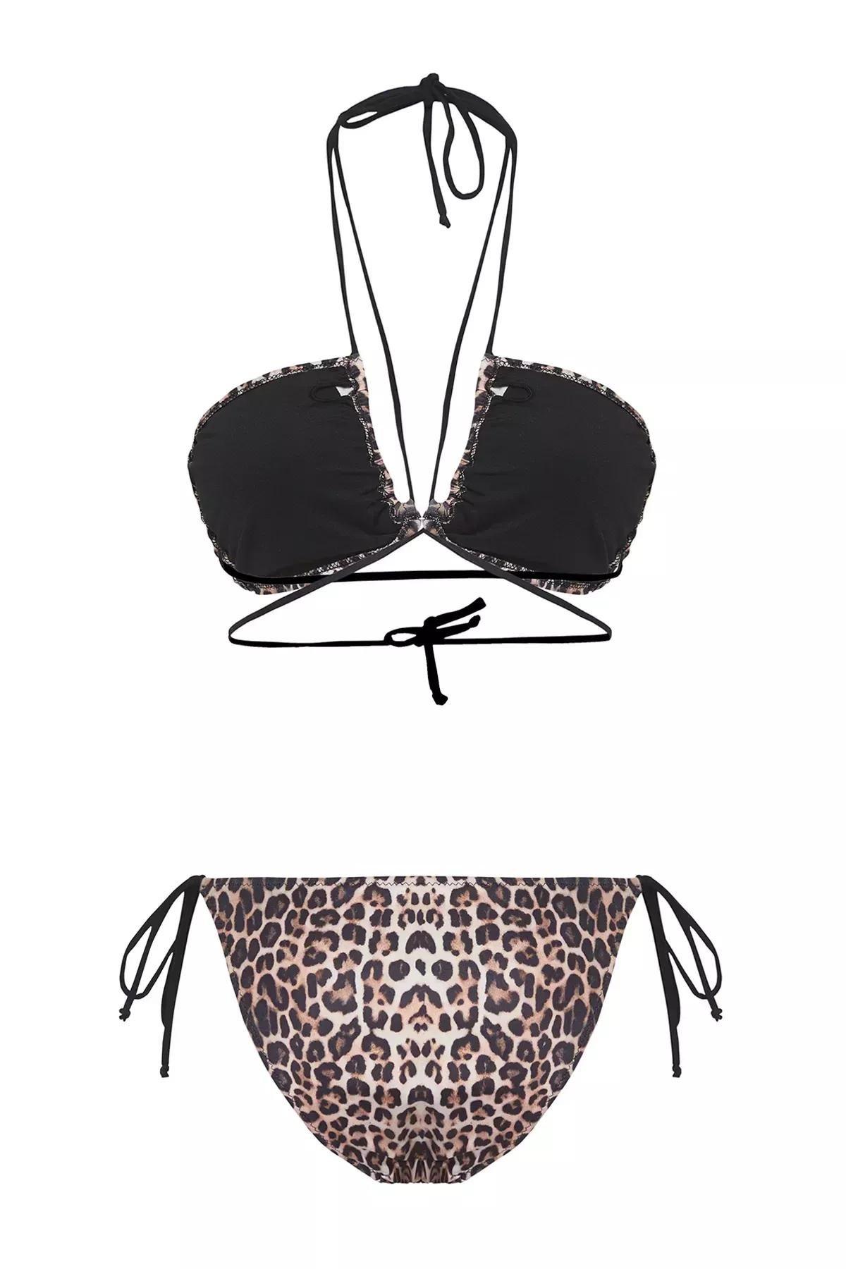 Cream Leopard Patterned Bralettete Bikini Set, Very colorful, large image number 6