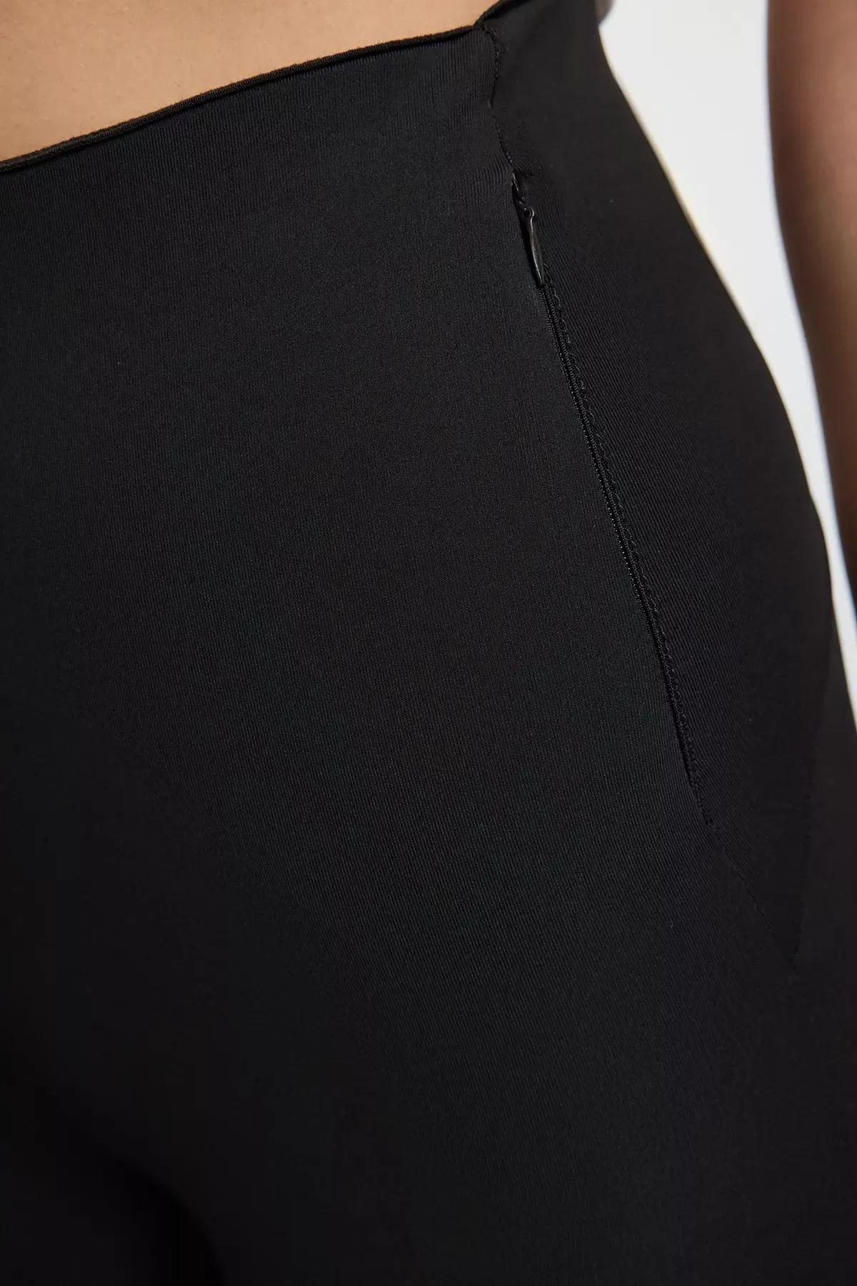 Black Zippered Pocket Detailed Sports Leggings, BLACK, large image number 9