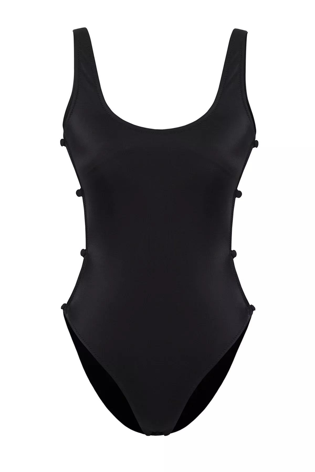 Black Bralettete Cut-Out Windowed Swimsuit, , large image number 4