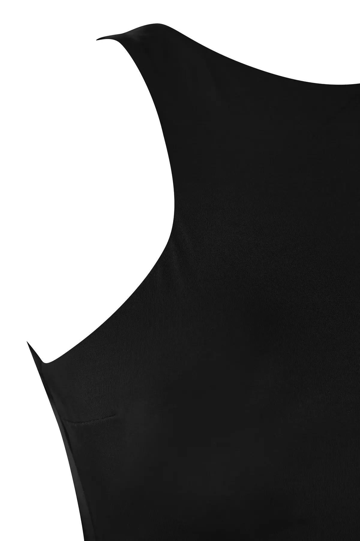 Black Surfer Shorts Back Detailed Swimsuit, C101_2094, large image number 5