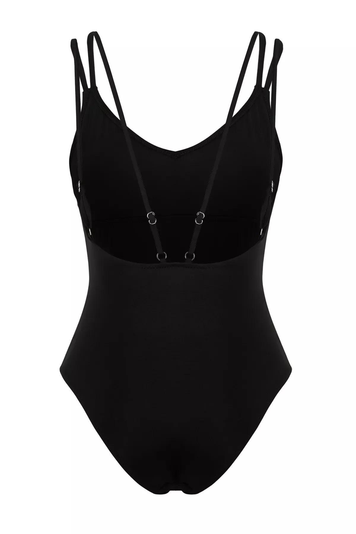 Black V-Neck Backless Swimsuit, , large image number 5