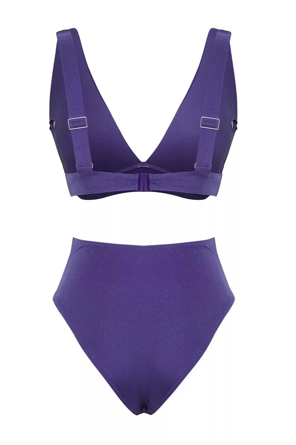 Blue Triangle Draped Bikini Set, , large image number 5