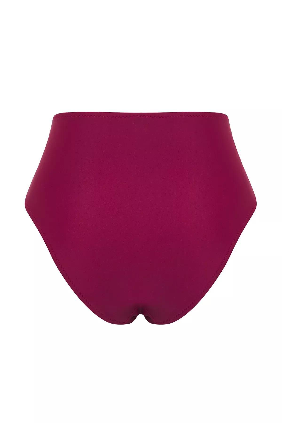 Red High-Waist Draped Bikini Bottom, C101_4709, large image number 3