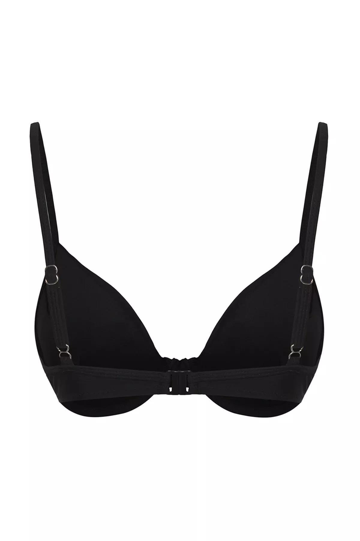 Black Balconette Draped Bikini Top, , large image number 1