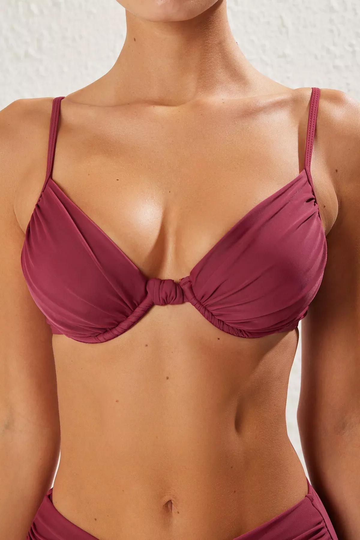 Purple Balconette Draped Bikini Top, , large image number 2