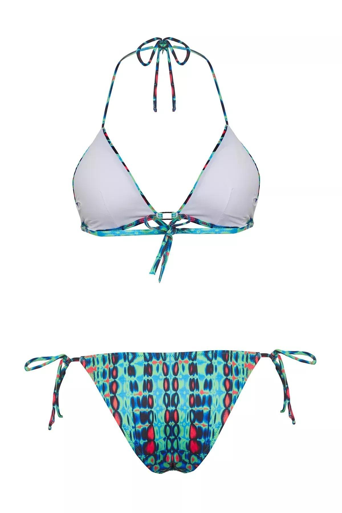 Blue Geometric Patterned Bikini Set, C101_7382, medium