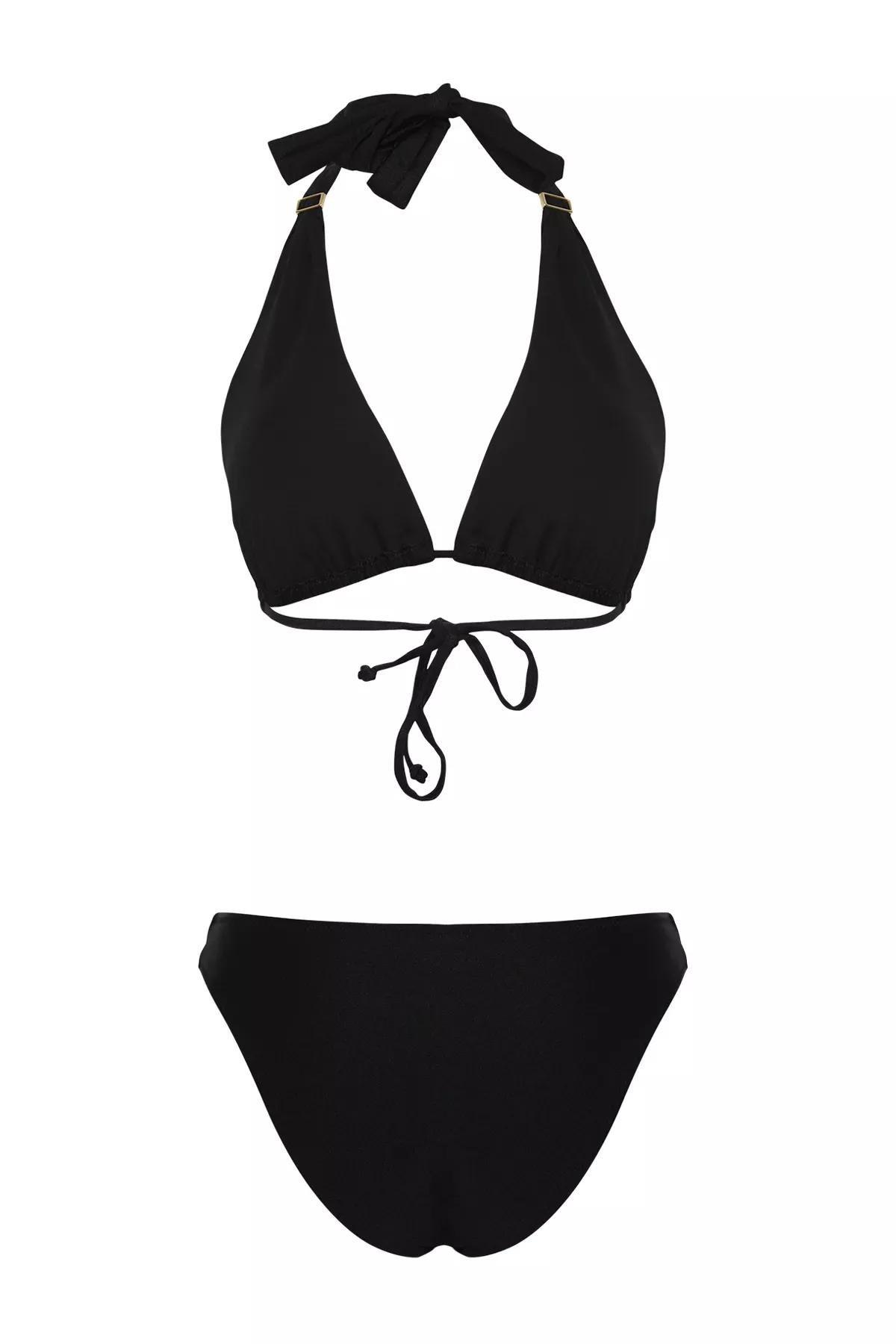 Black Triangle Accessory Shiny Bikini Set, , large image number 2