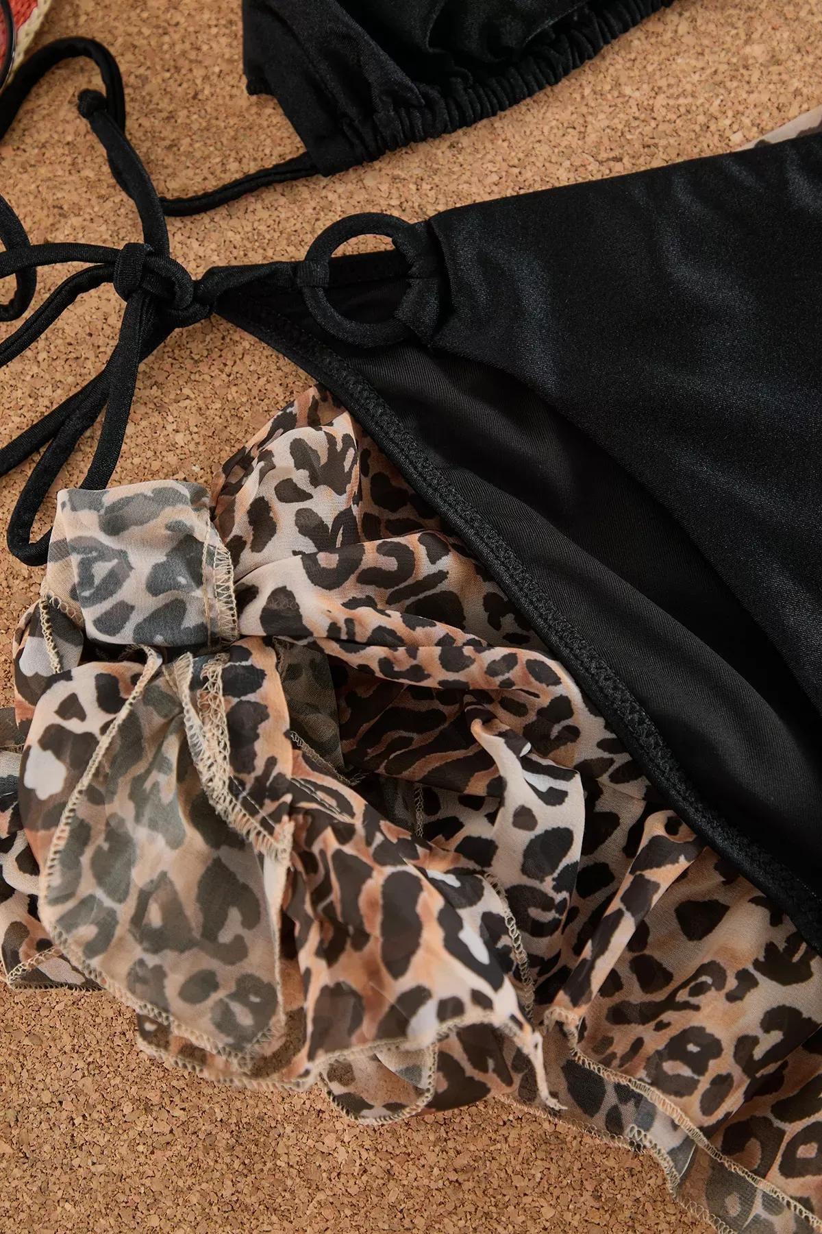 Black Triangle Accessory Shiny Bikini Set, , large image number 1
