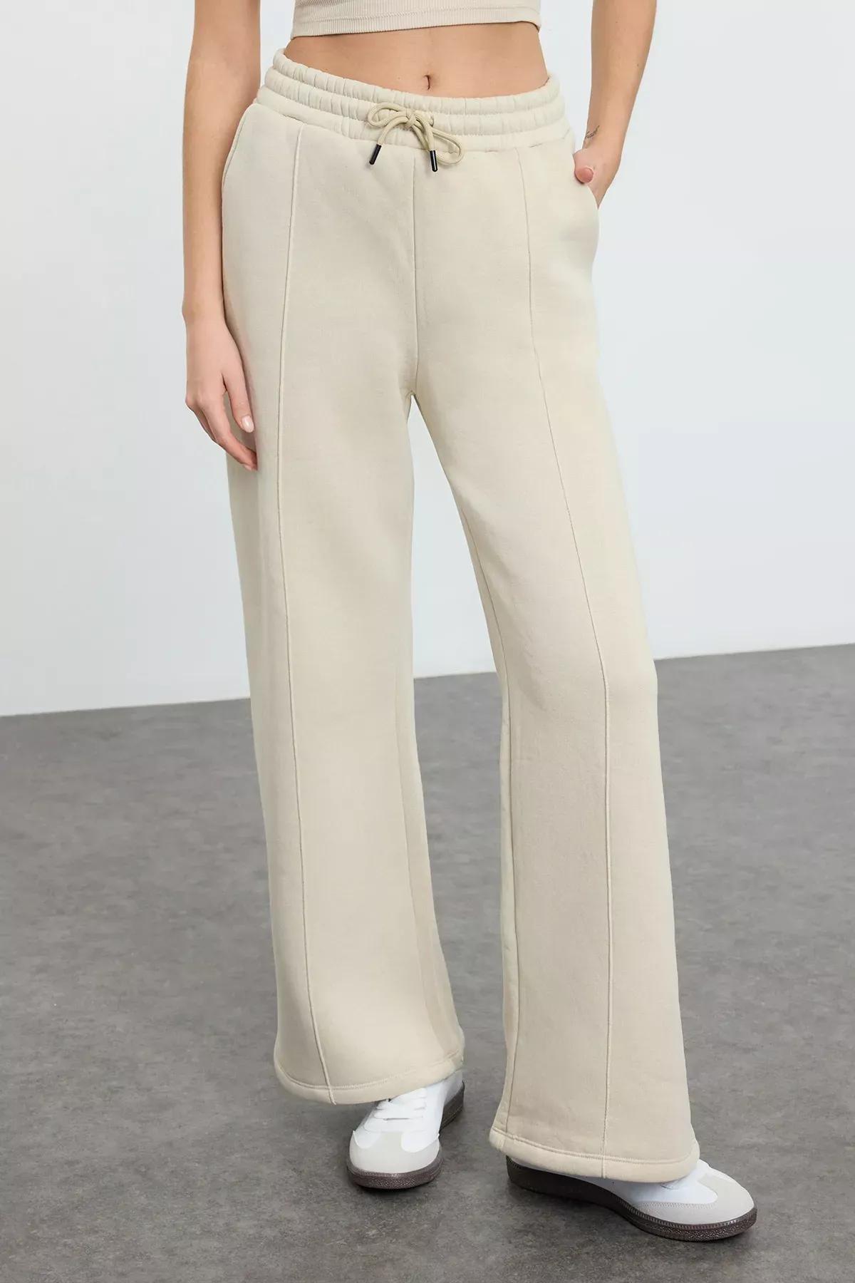 Beige Fleece Hooded Tracksuit Set, STONE, large image number 3