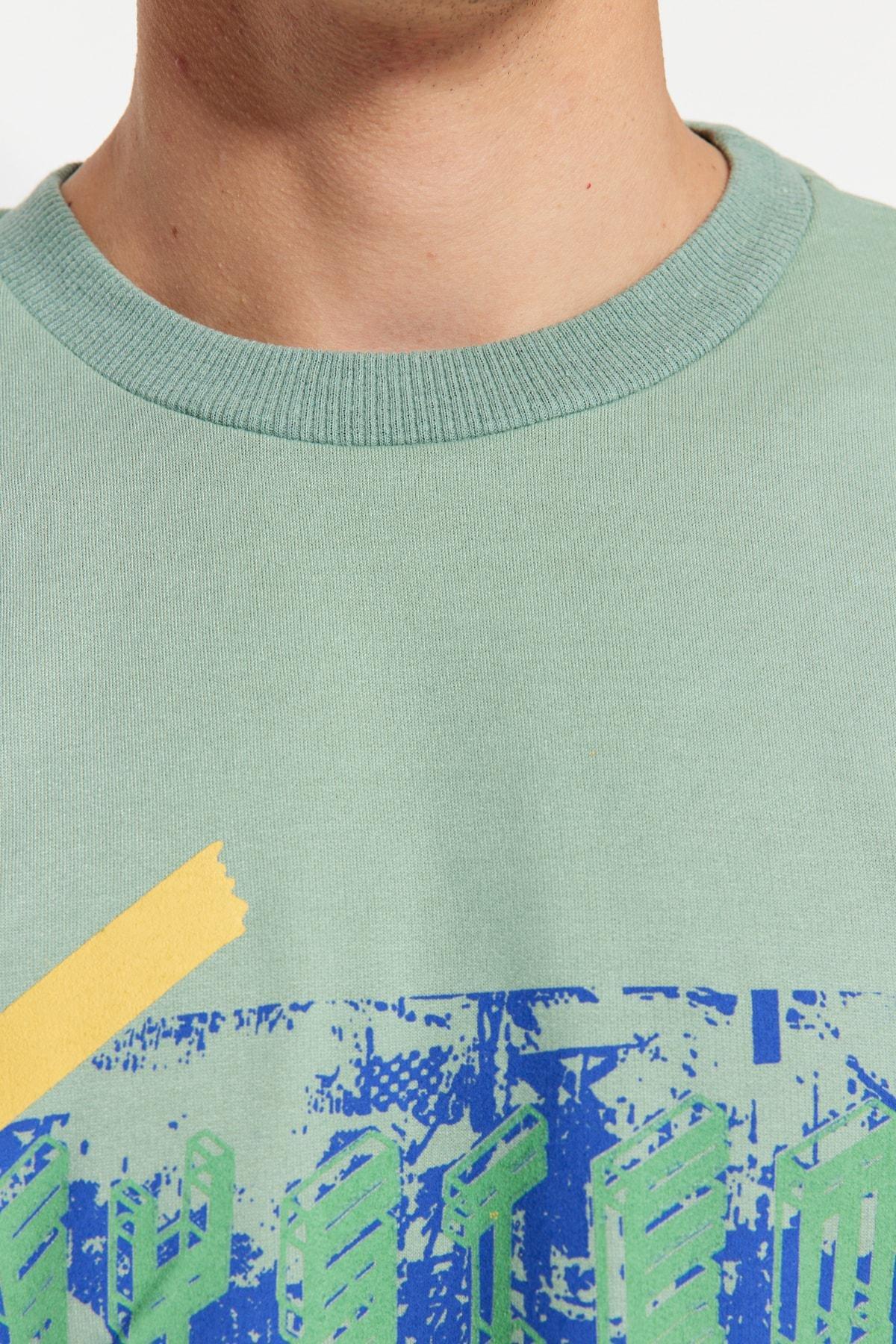 Turquoise Crew Neck Sweatshirt, , large image number 5