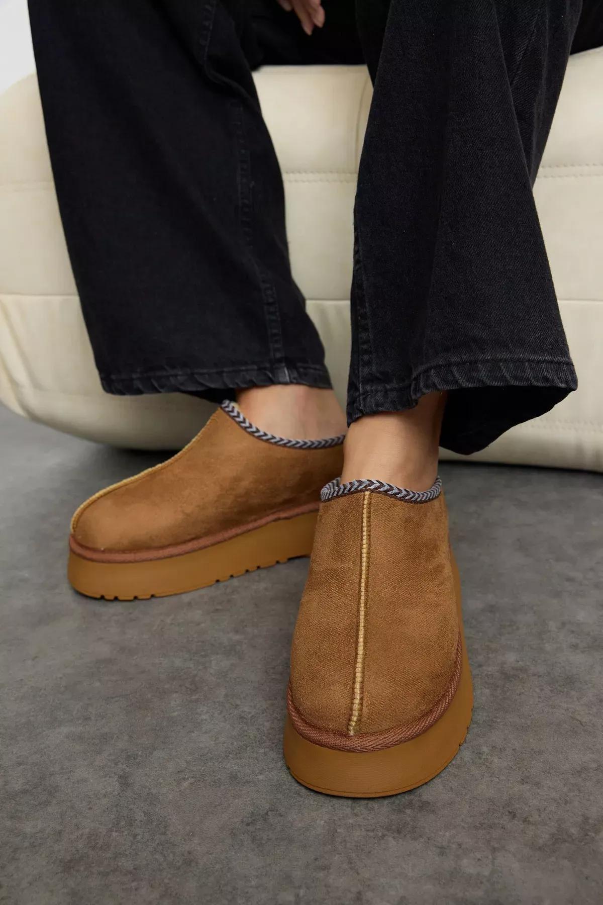 Brown Detailed Lined Thick Ankle Boots, , large image number 1