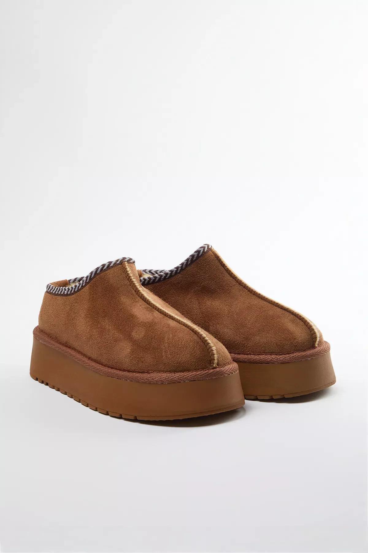 Brown Detailed Lined Thick Ankle Boots, , large image number 2