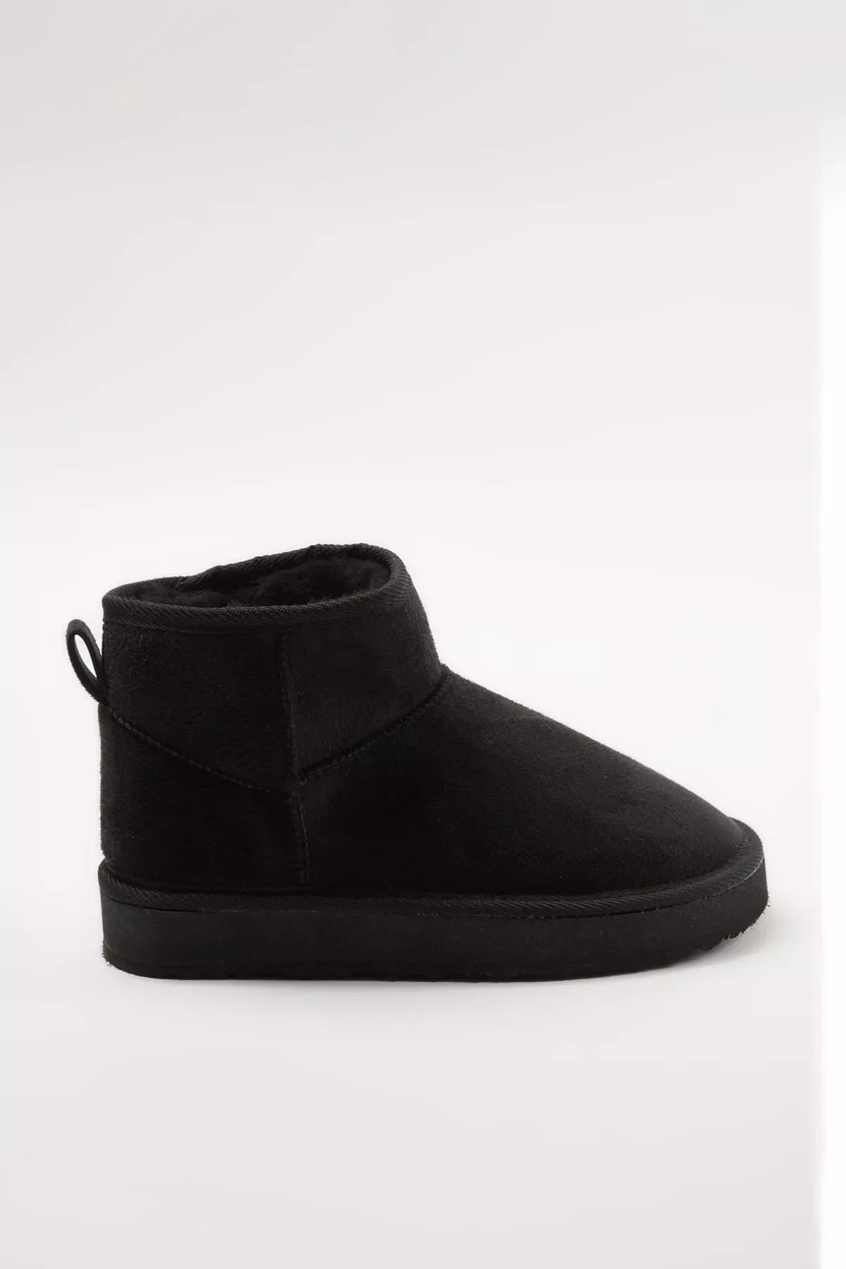 Black Lined Round Toe Flatform Heeled Boots, , large image number 2