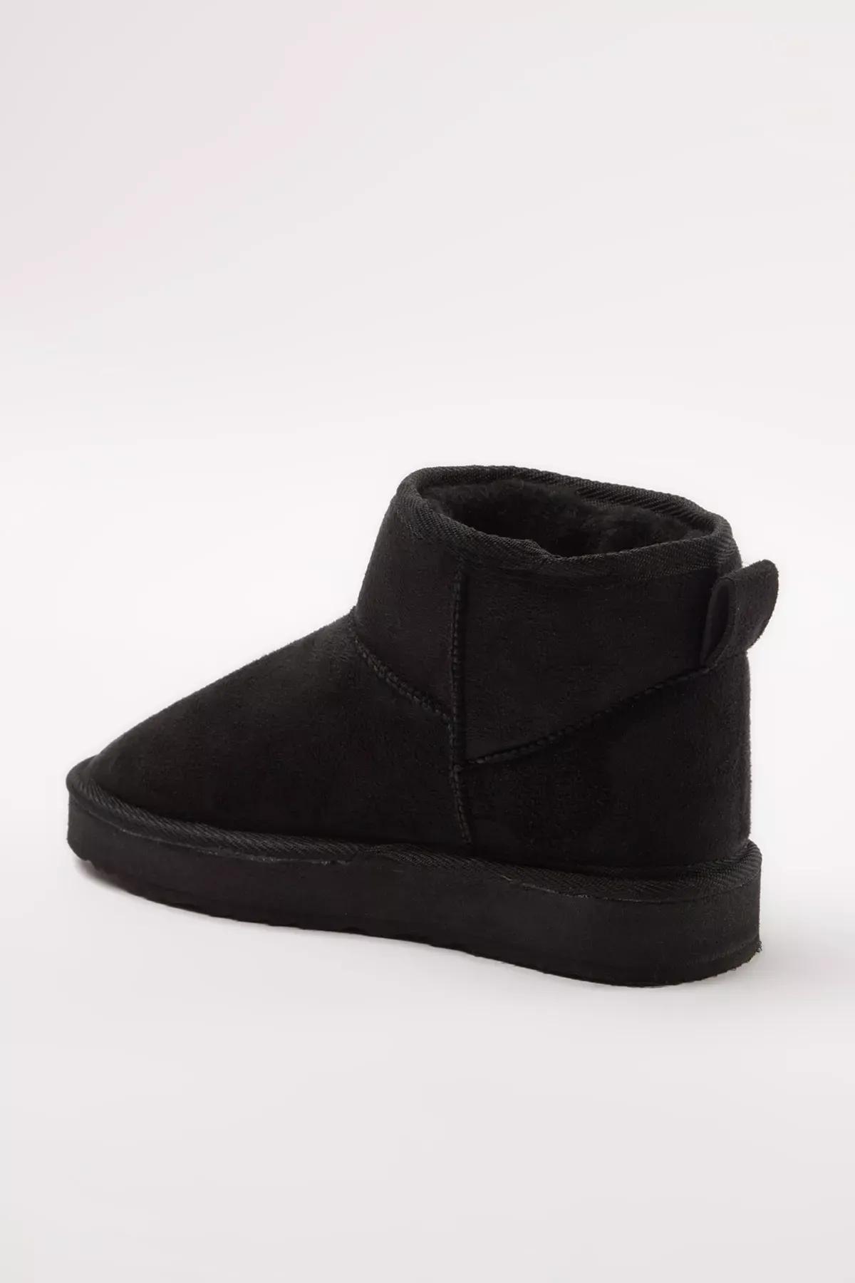 Black Lined Round Toe Flatform Heeled Boots, , large image number 3