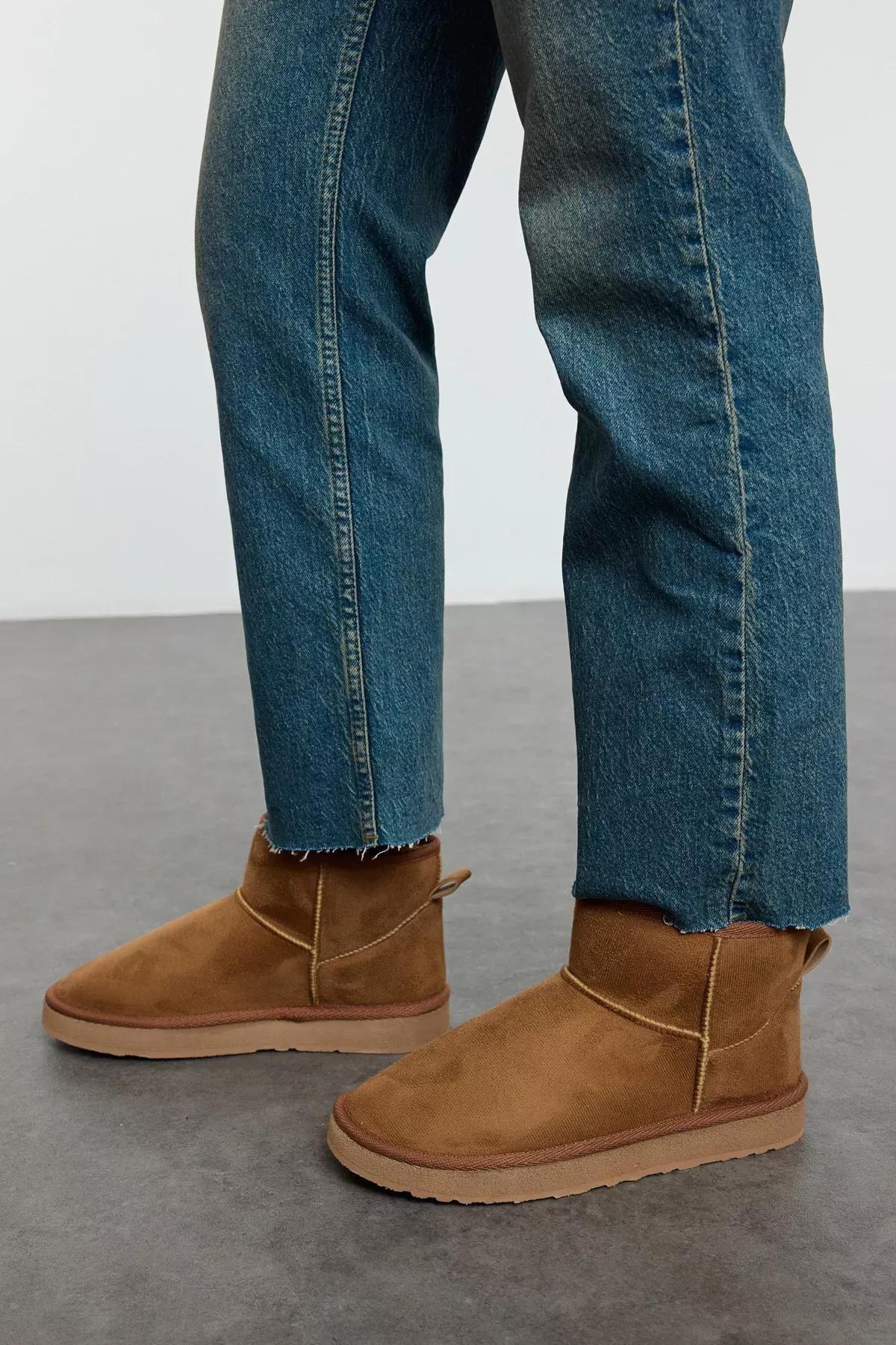 Brown Fur Lined Heeled Boots, , large image number 1