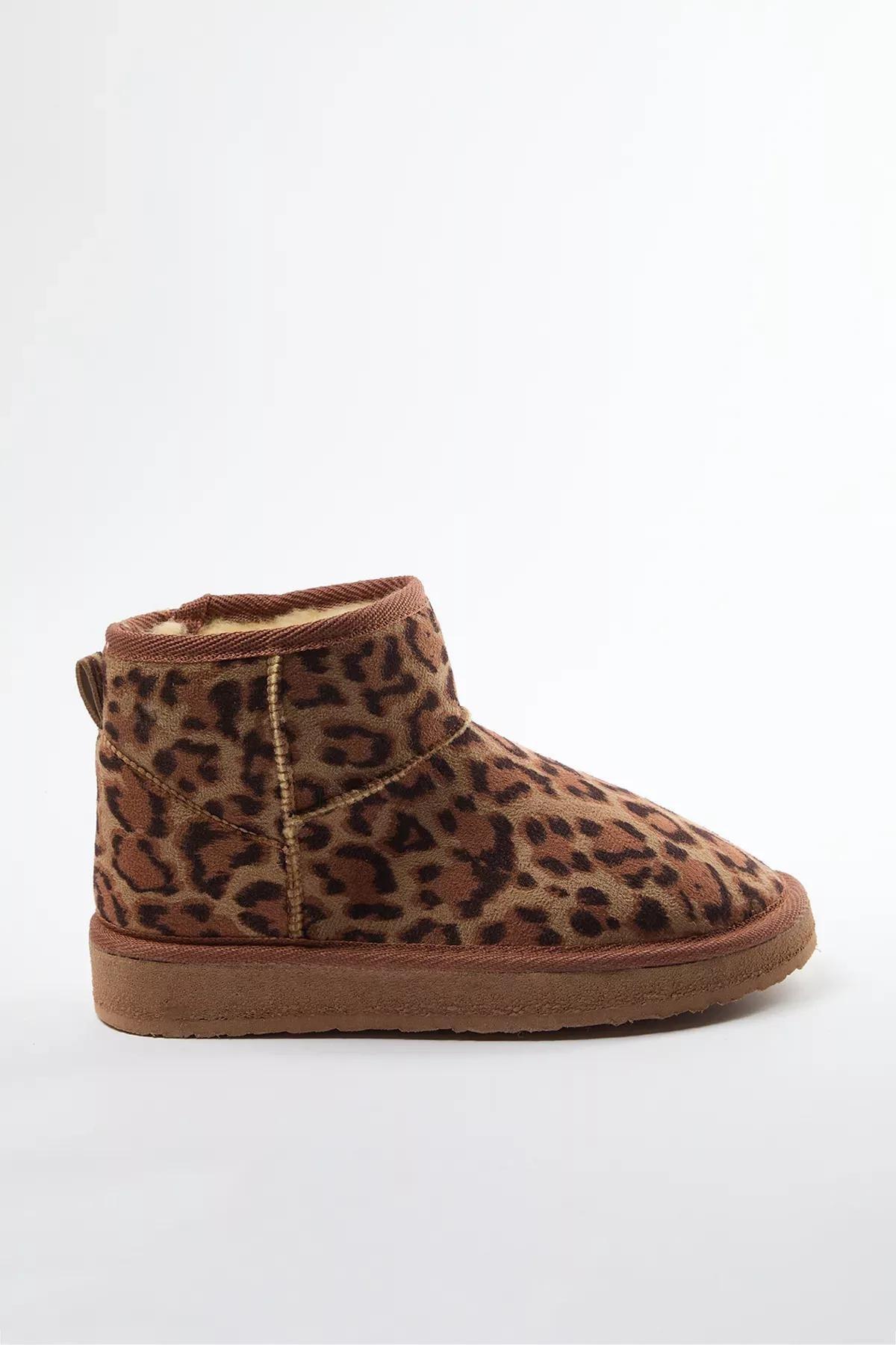 Brown Leopard Fur Heeled Boots, , large image number 0