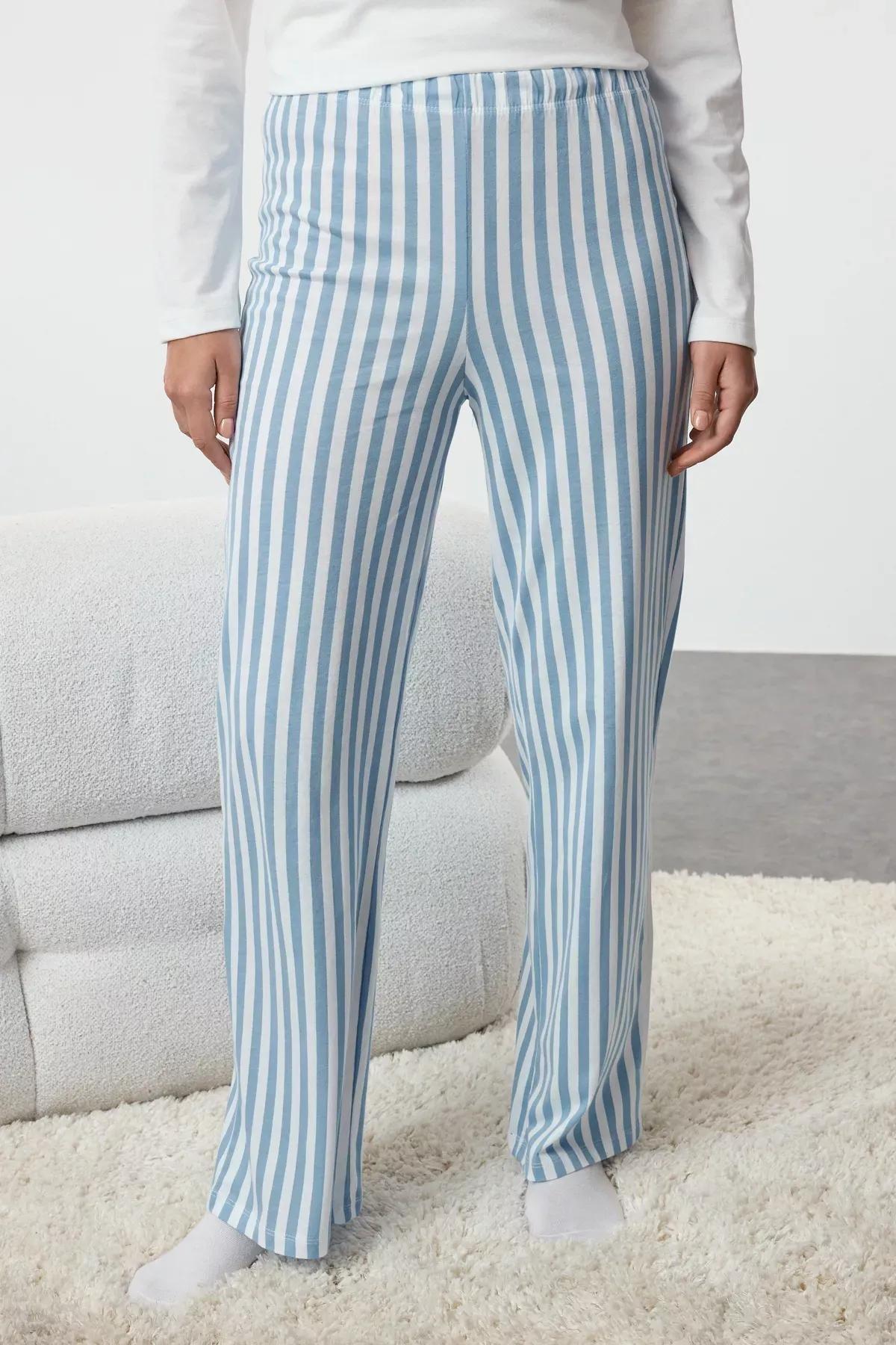 White Striped Teddy Bear Pajama Set, White, large image number 4