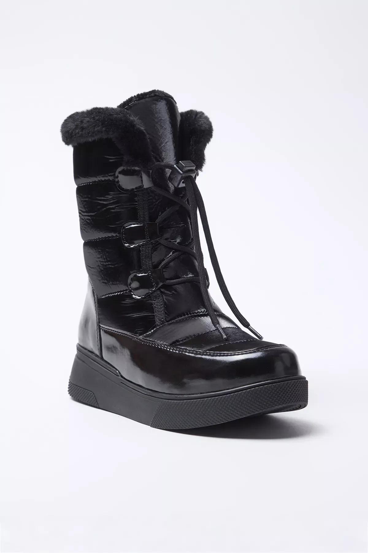 Black Water Repellent Snow Boots, , large image number 1