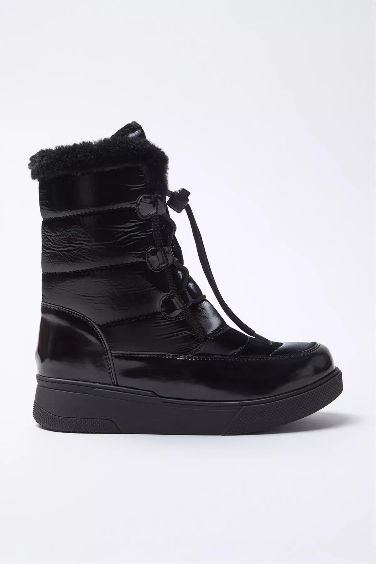 Black Water Repellent Snow Boots, , large image number 2