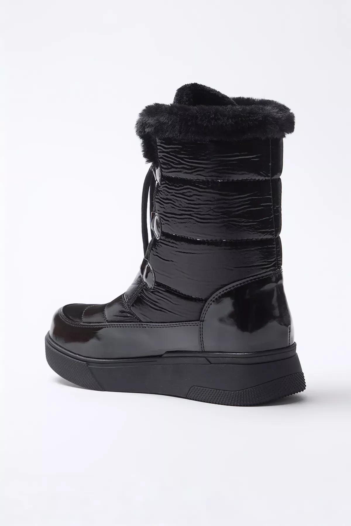 Black Water Repellent Snow Boots, , large image number 3