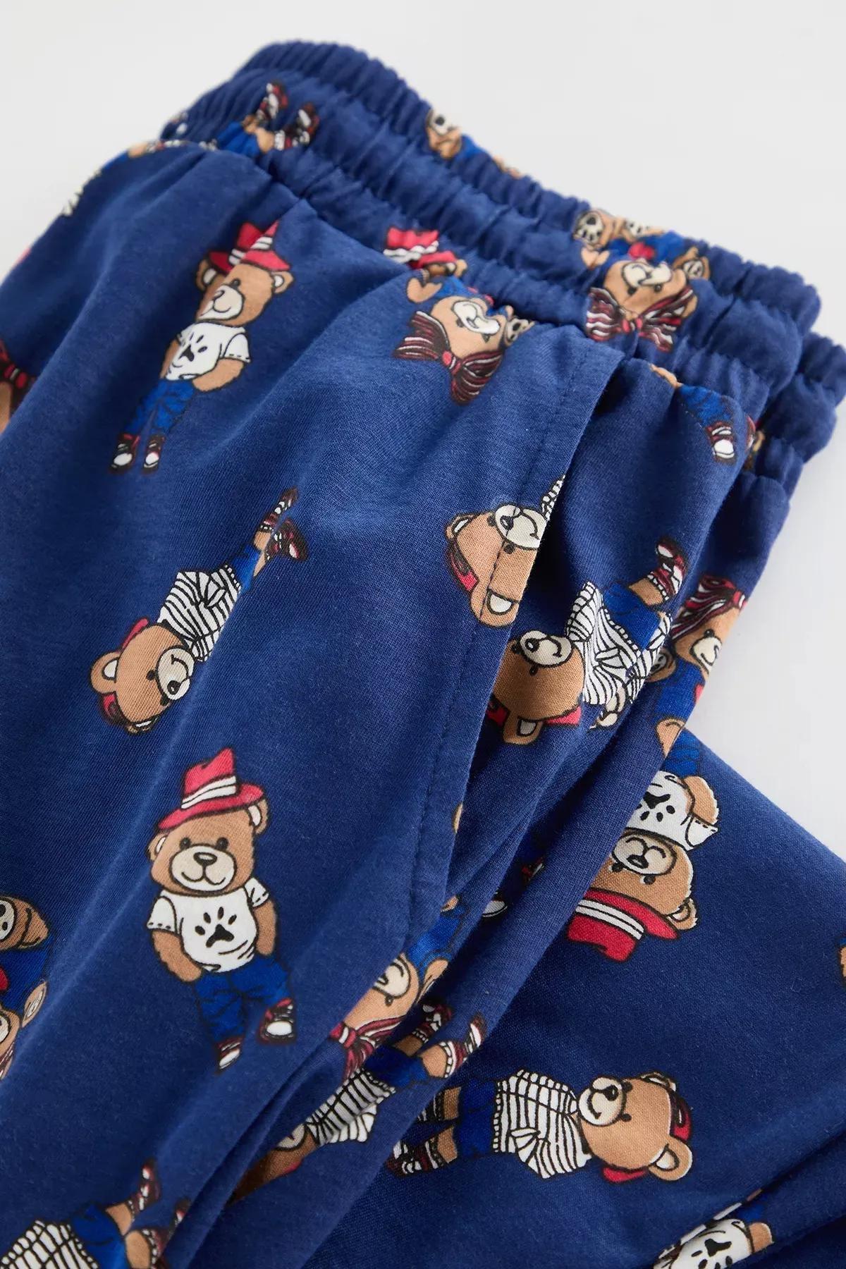 Grey Teddy Bear Knitted Pajama Set, GRAY MELANGE, large image number 6