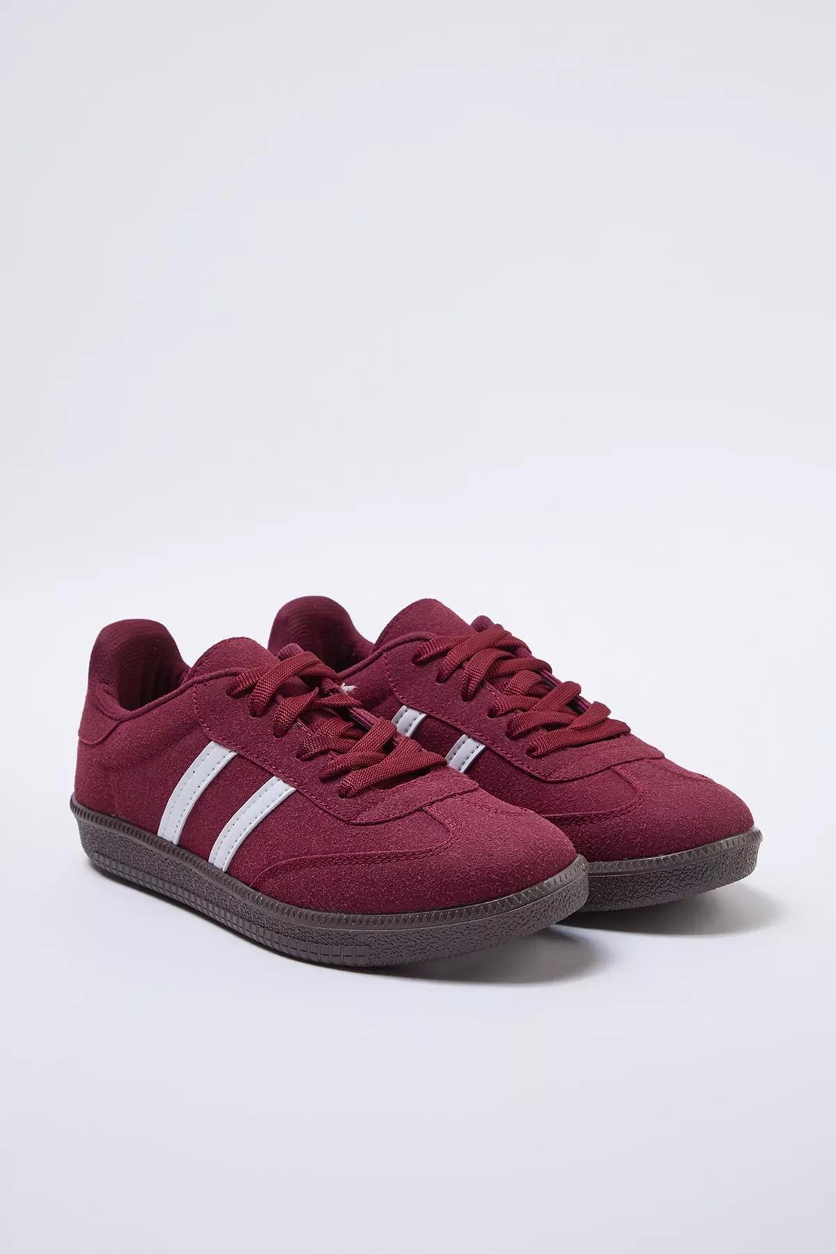 Burgundy Lace-Up Sneakers, Burgundy, medium
