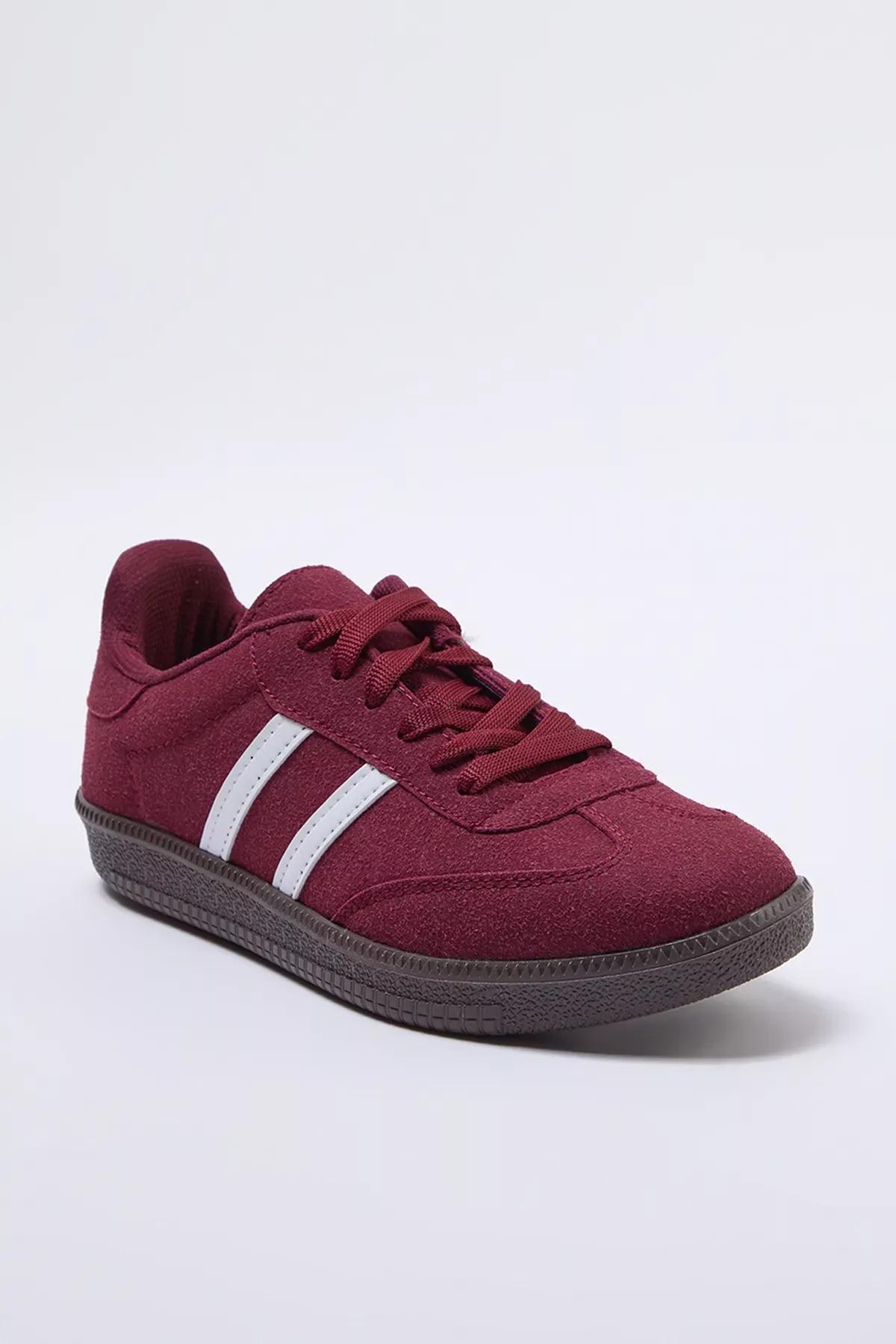 Burgundy Lace-Up Sneakers, Burgundy, medium