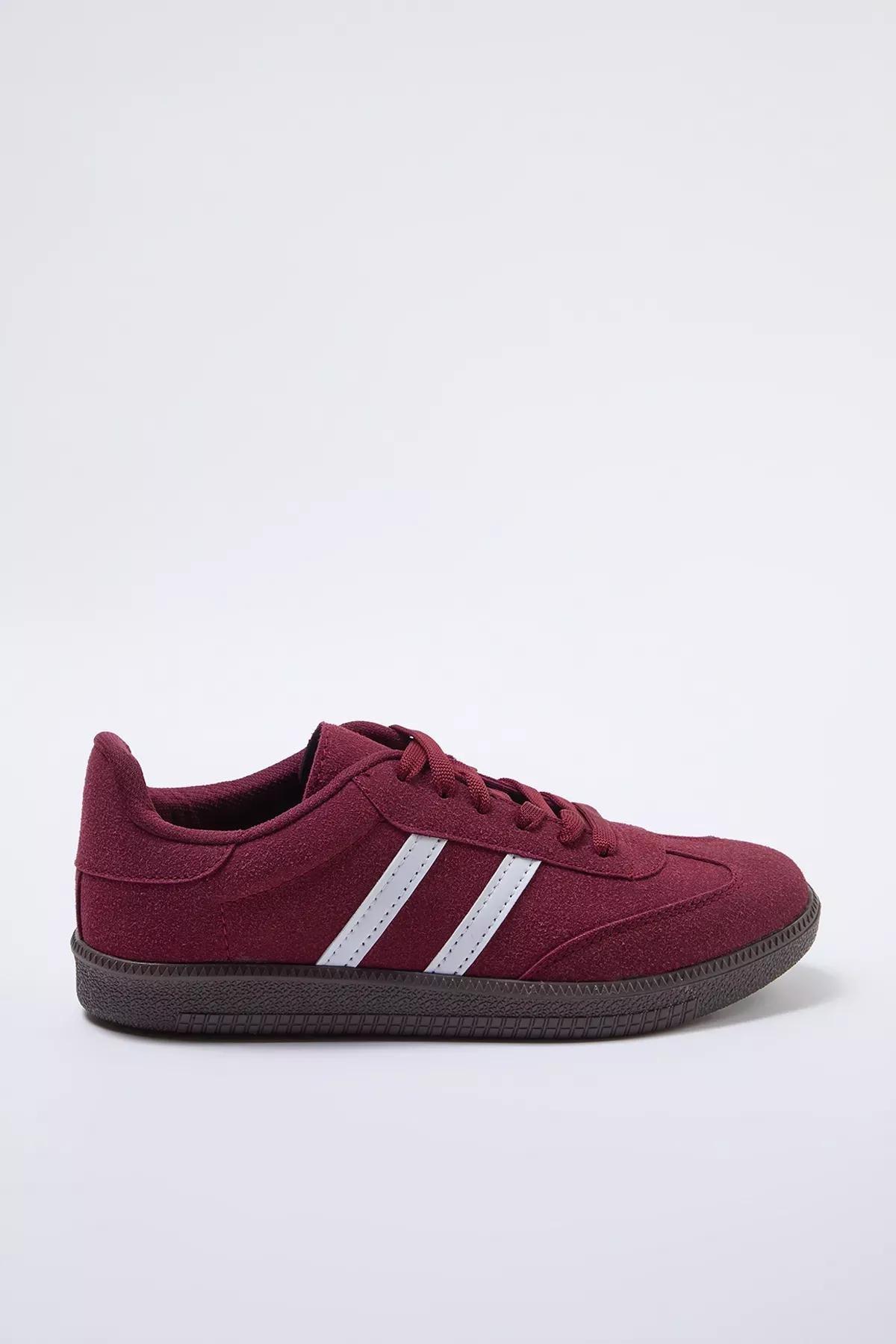 Burgundy Lace-Up Sneakers, Burgundy, medium