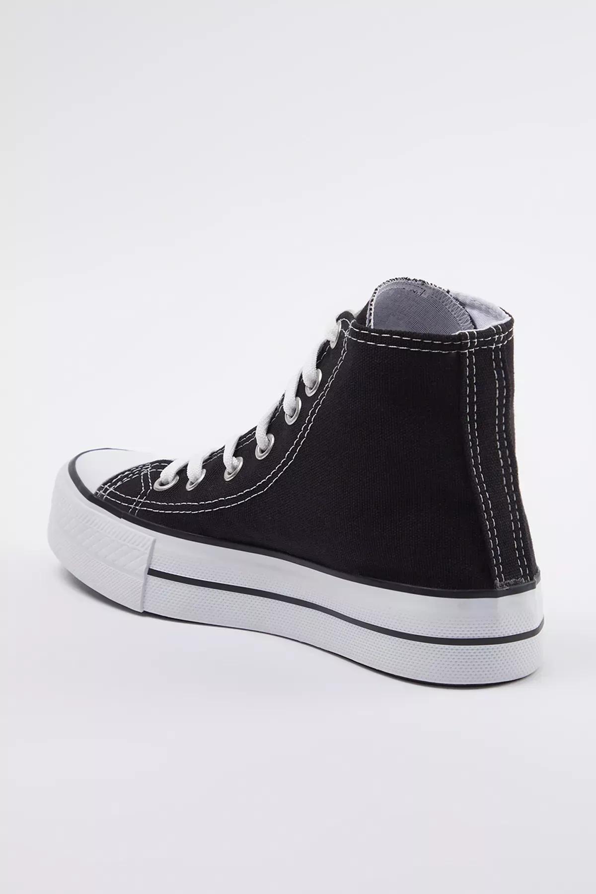 Black Lace-Up High-Top Sneakers, , large image number 3