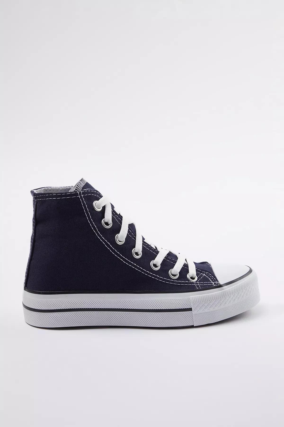 Navy Lace-Up High-Top Sneakers, Navy blue, large image number 2