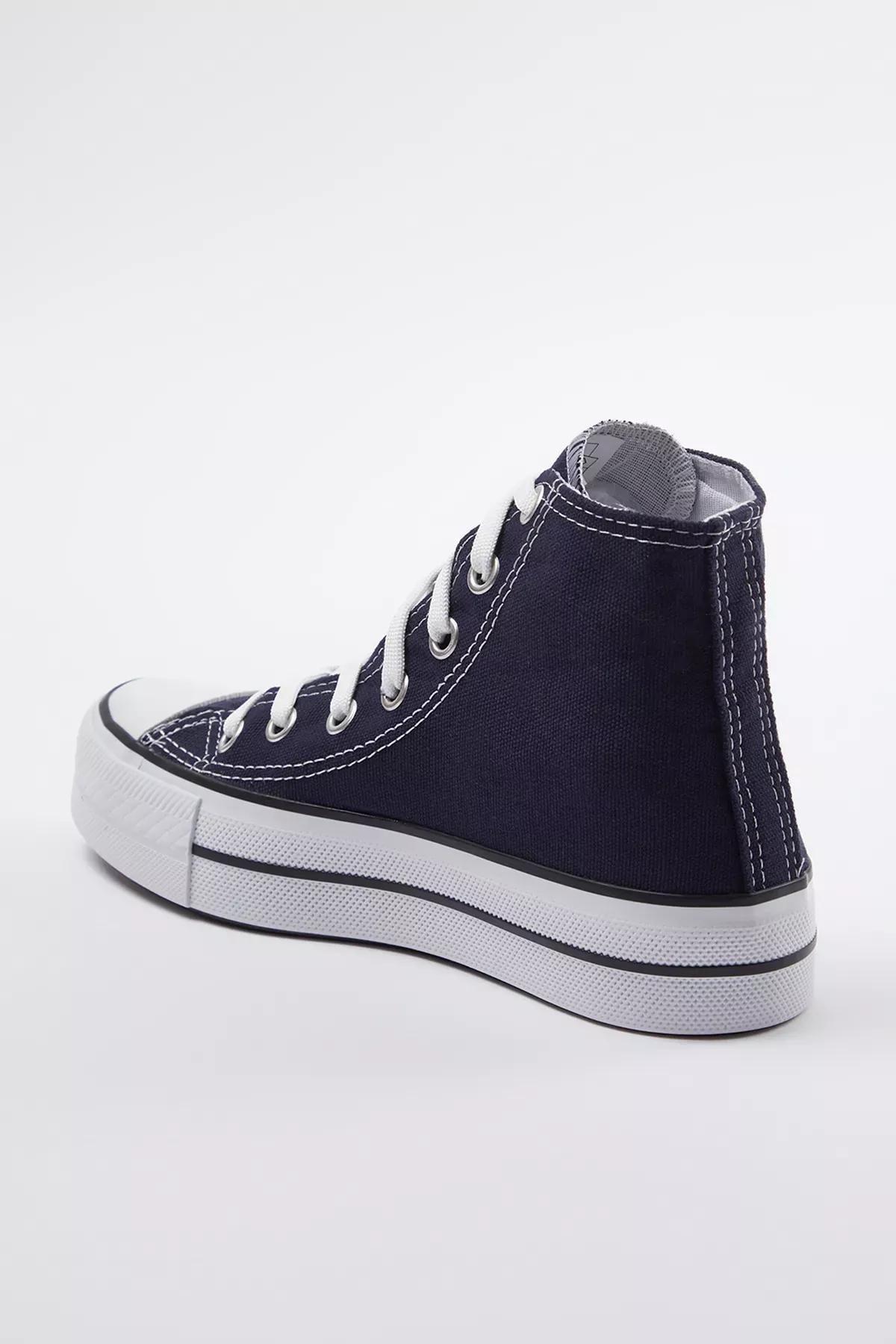 Navy Lace-Up High-Top Sneakers, Navy blue, large image number 3