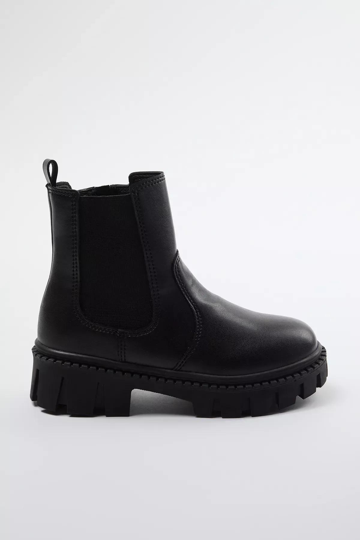 Black Elastic Detailed Boots, , large image number 2