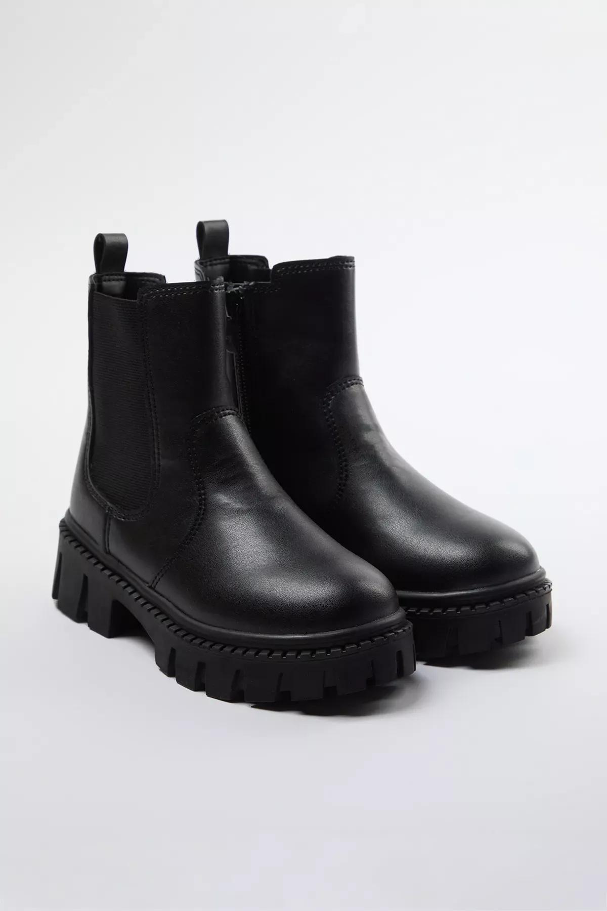 Black Elastic Detailed Boots, , large image number 3