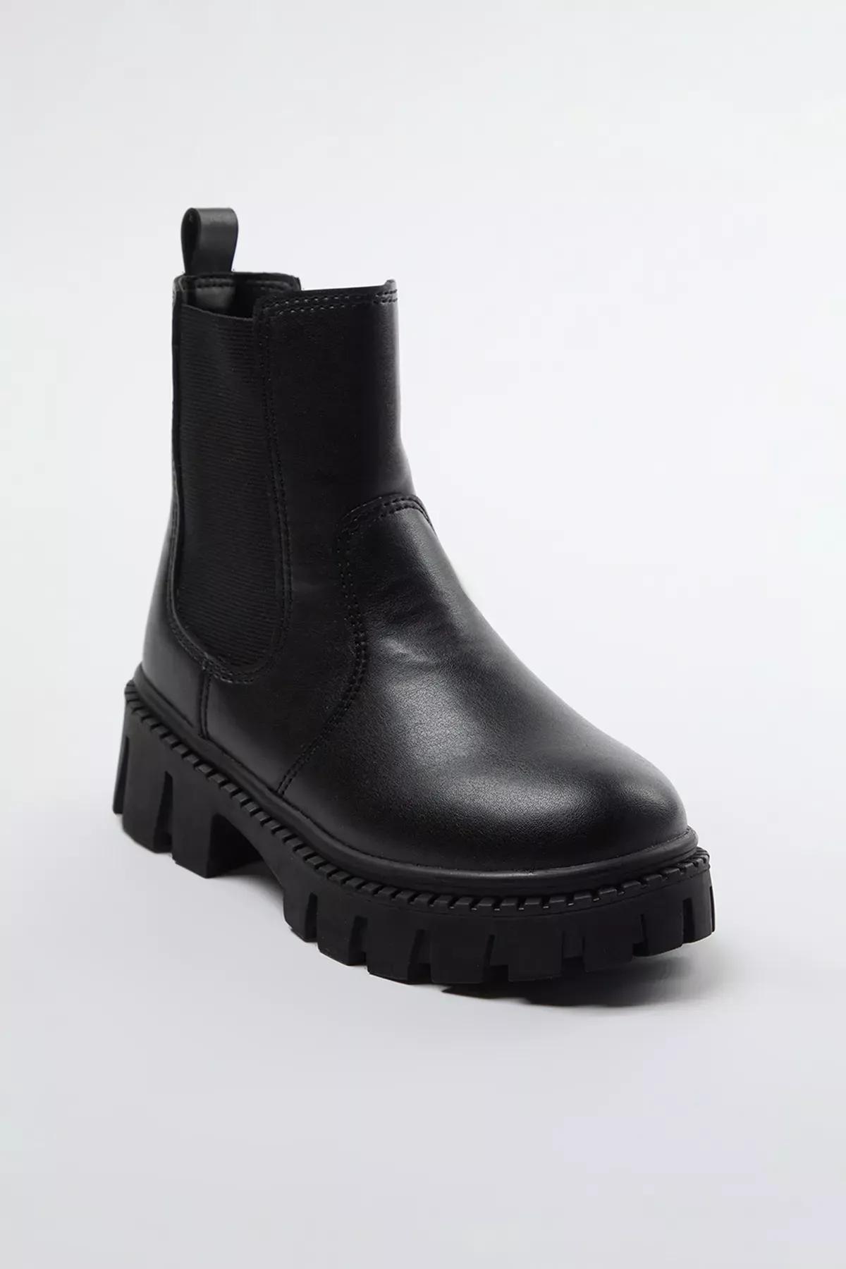 Black Elastic Detailed Boots, , large image number 4