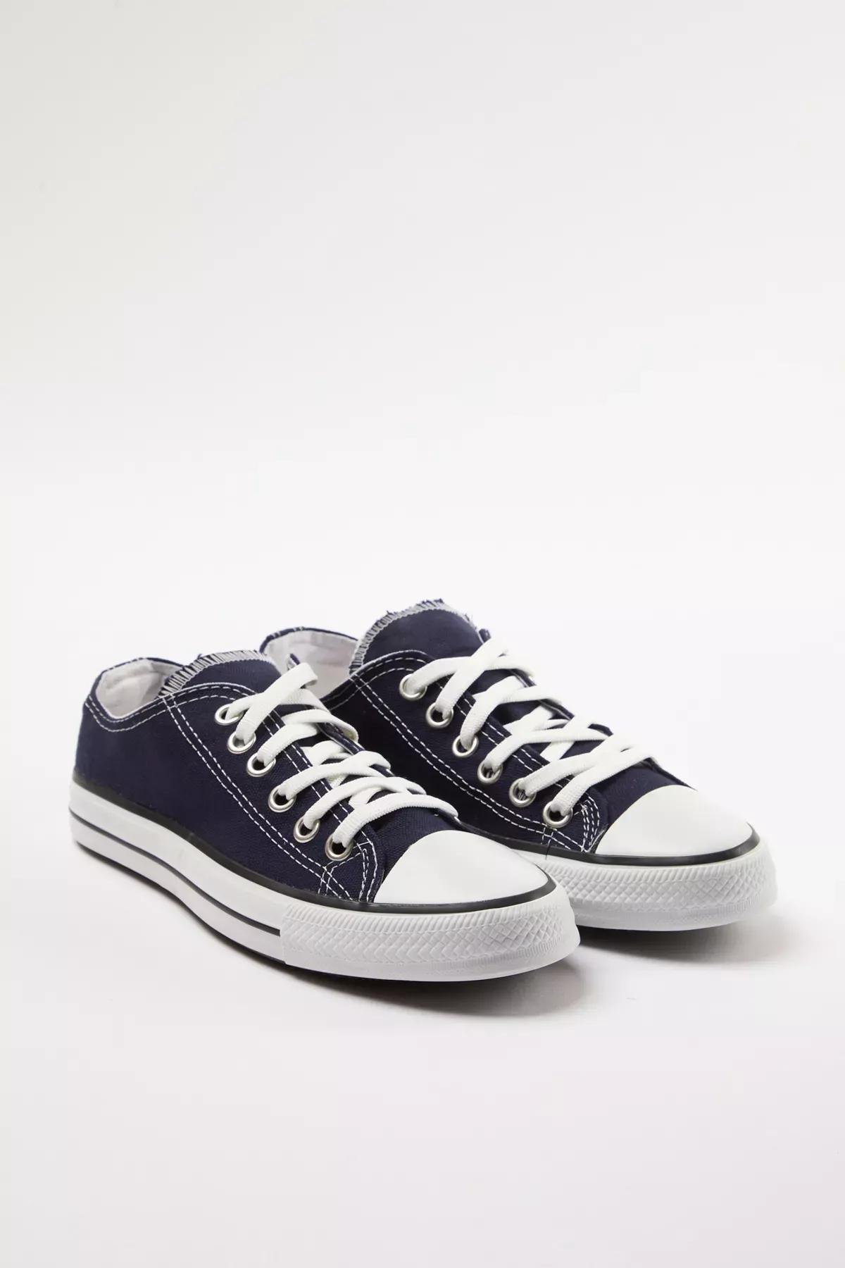 Navy Lace-Up Flat Sneakers, Navy blue, large image number 0