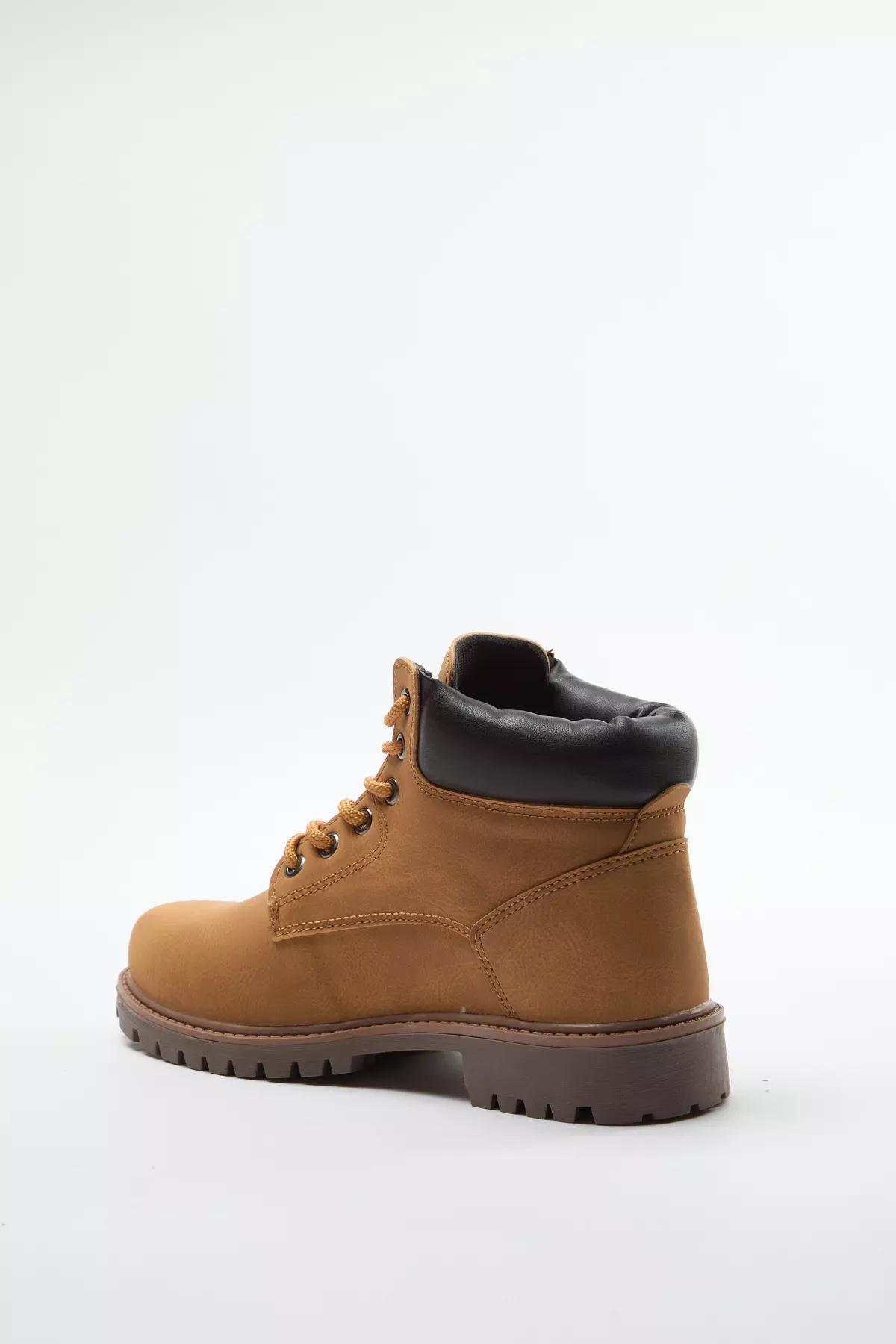 Camel Lace-Up Flat Boots, , large image number 2