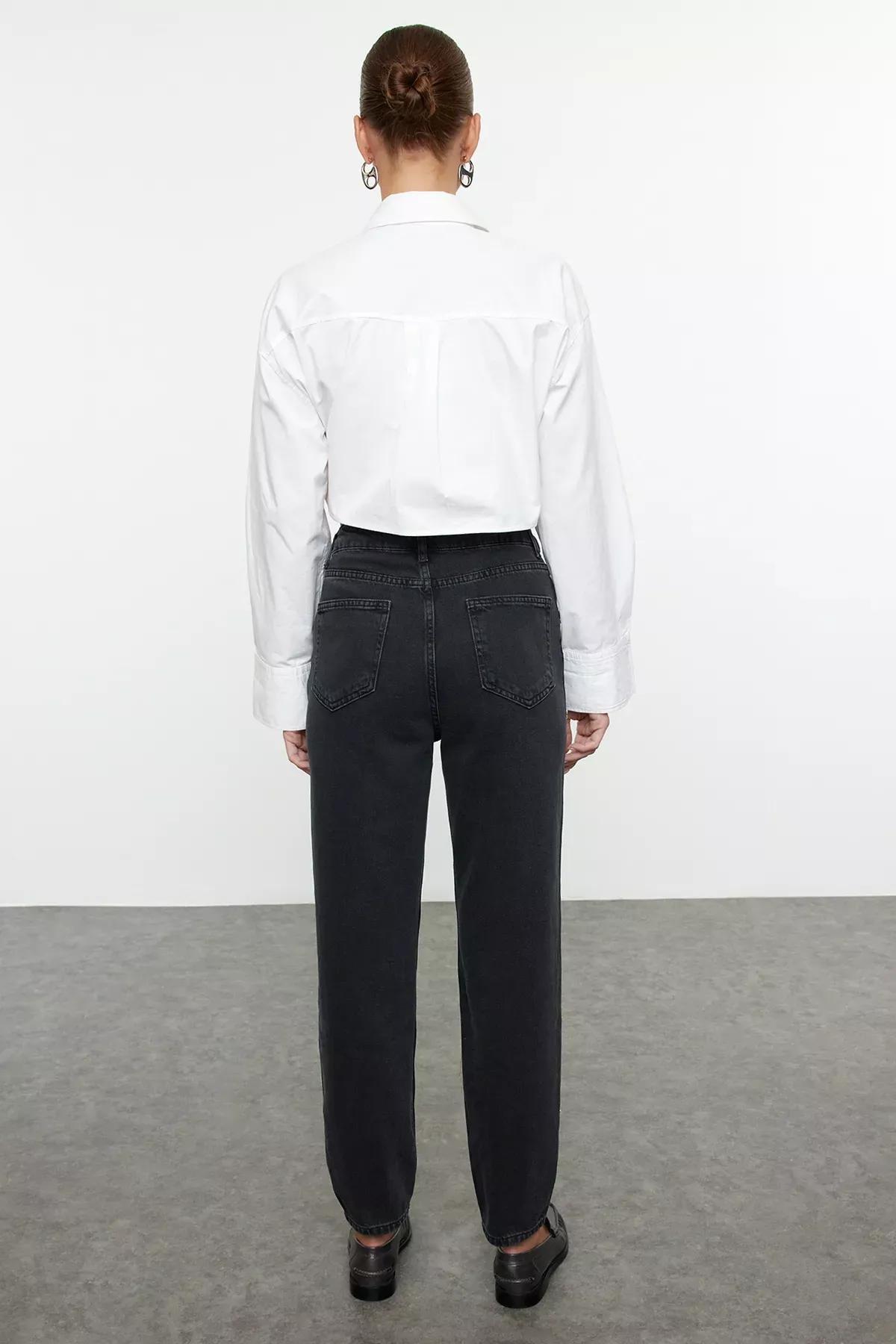 Black Jewelled High-Waist Mom Jeans, , large image number 4