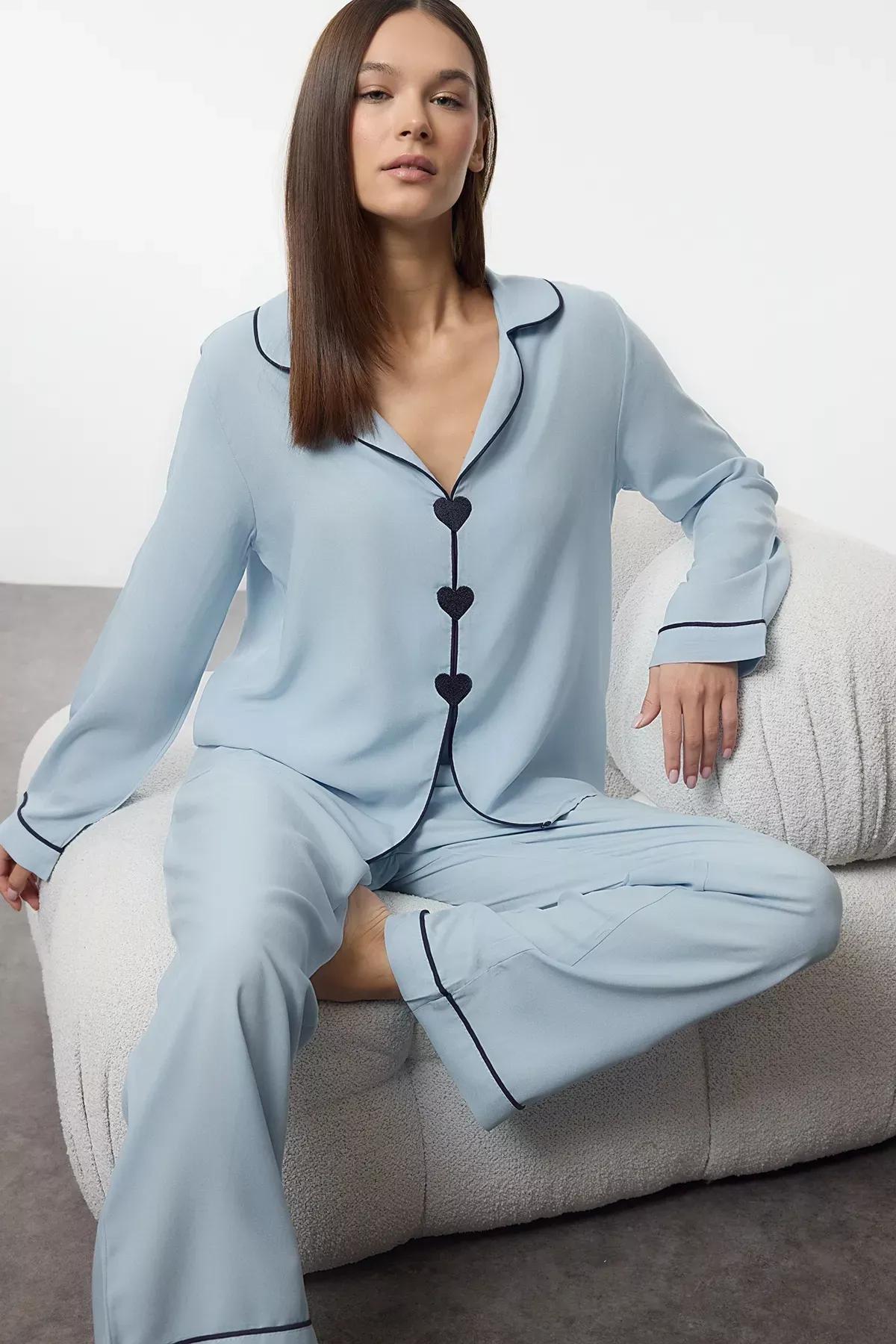 Blue  Heart Pajama Set, LIGHT BLUE, medium