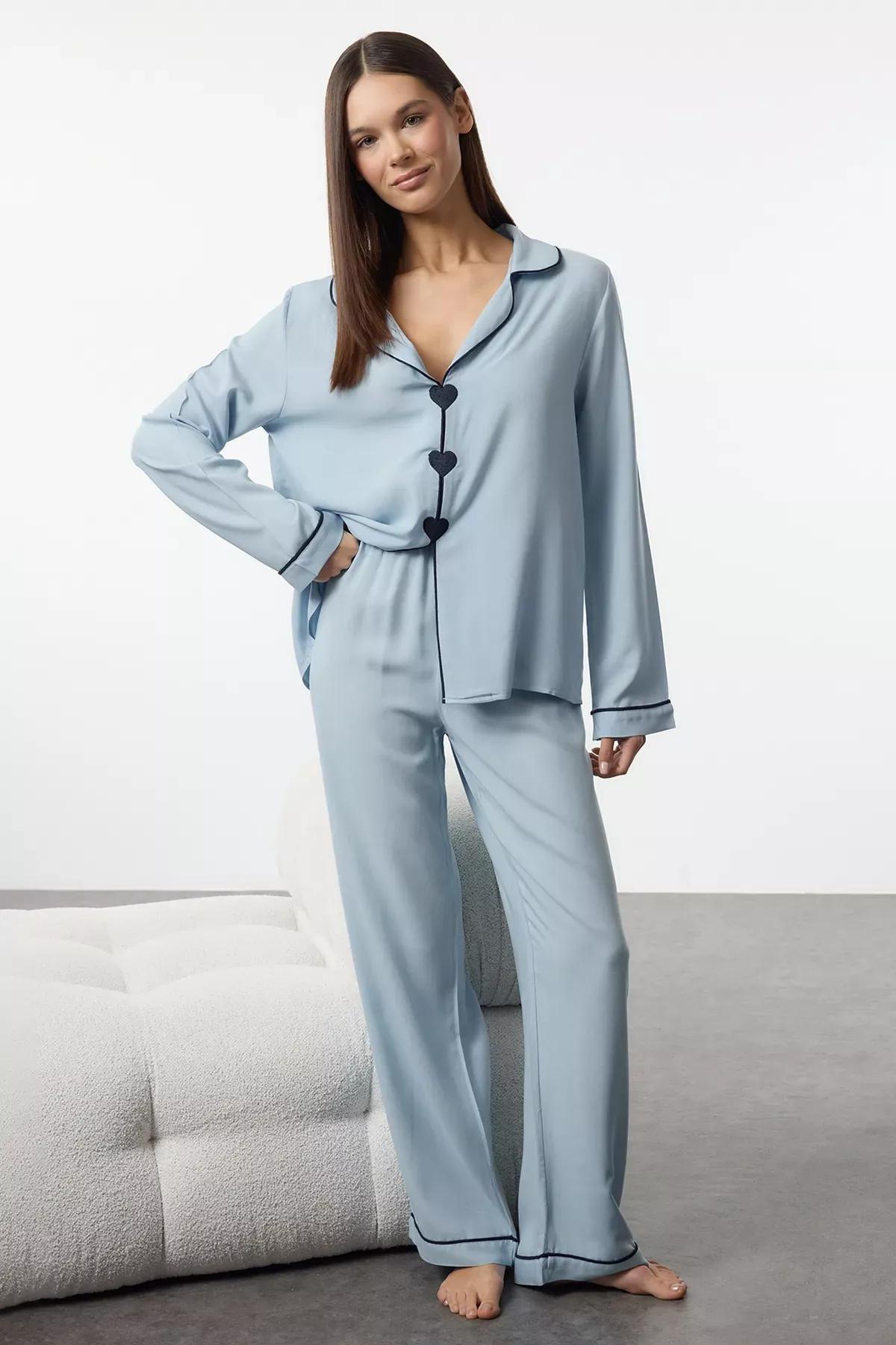 Blue  Heart Pajama Set, LIGHT BLUE, medium