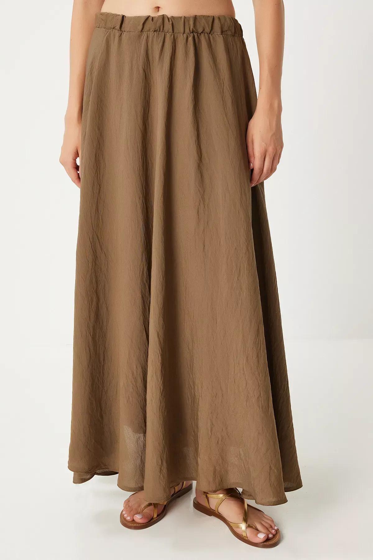 Green Flounce Long Linen Skirt, , large image number 3
