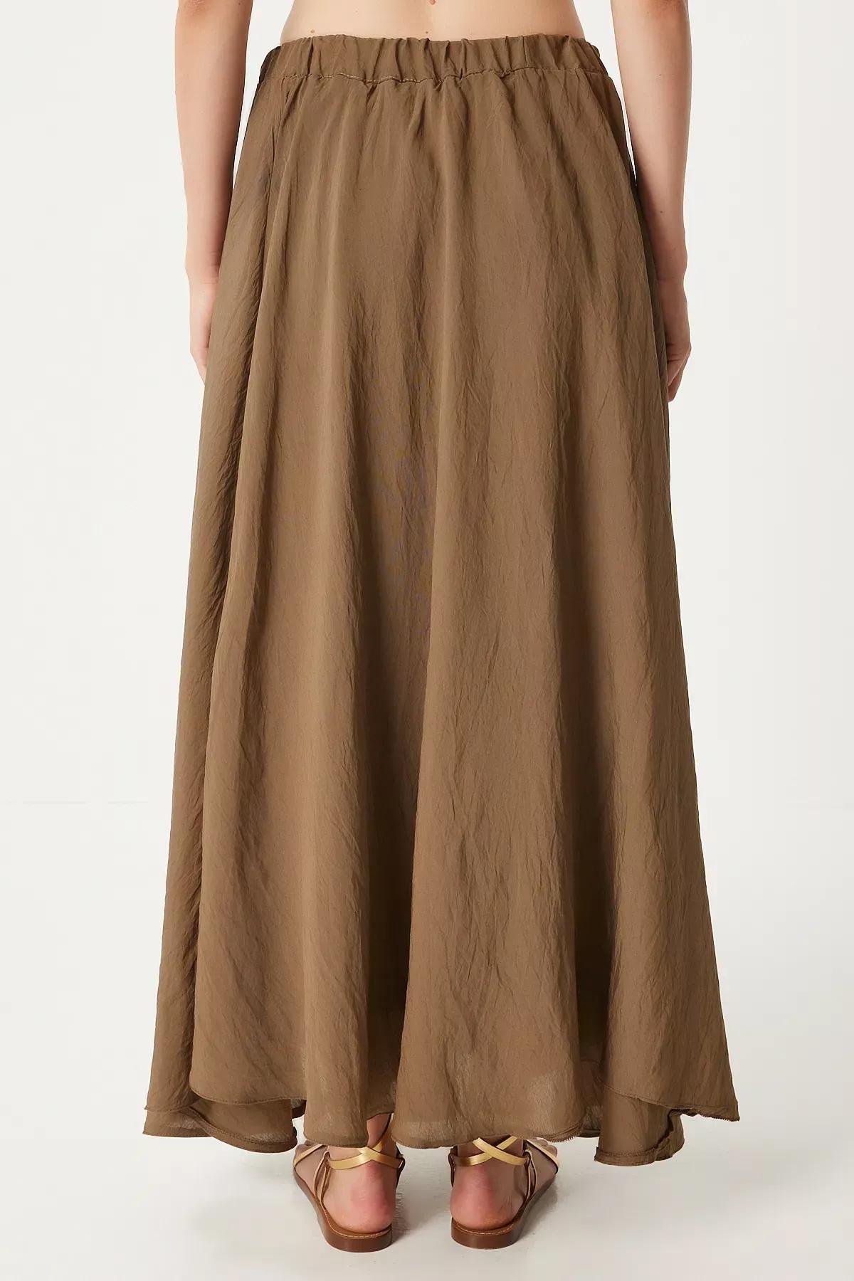 Green Flounce Long Linen Skirt, , large image number 4